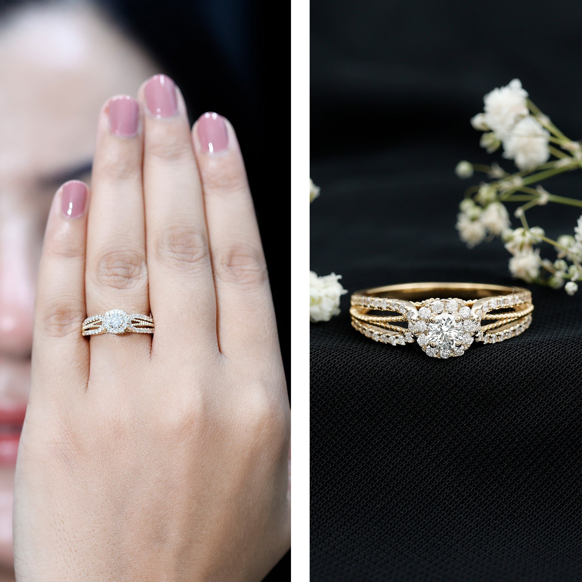 Certified Lab Grown Diamond Vintage Style Engagement Ring