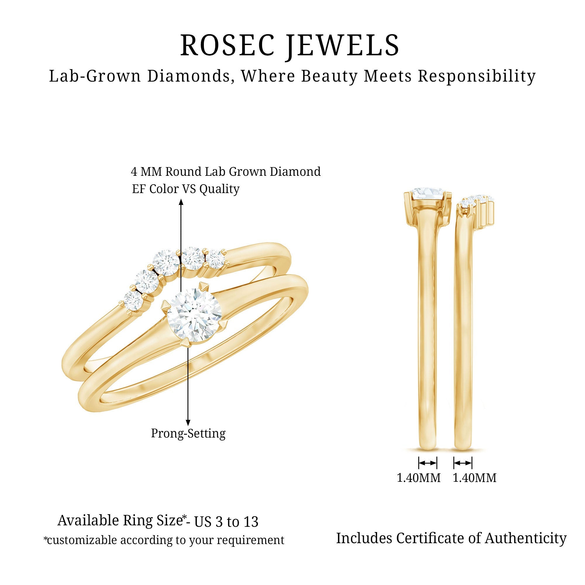 Lab Grown Diamond Minimal Engagement Ring With Enhancer