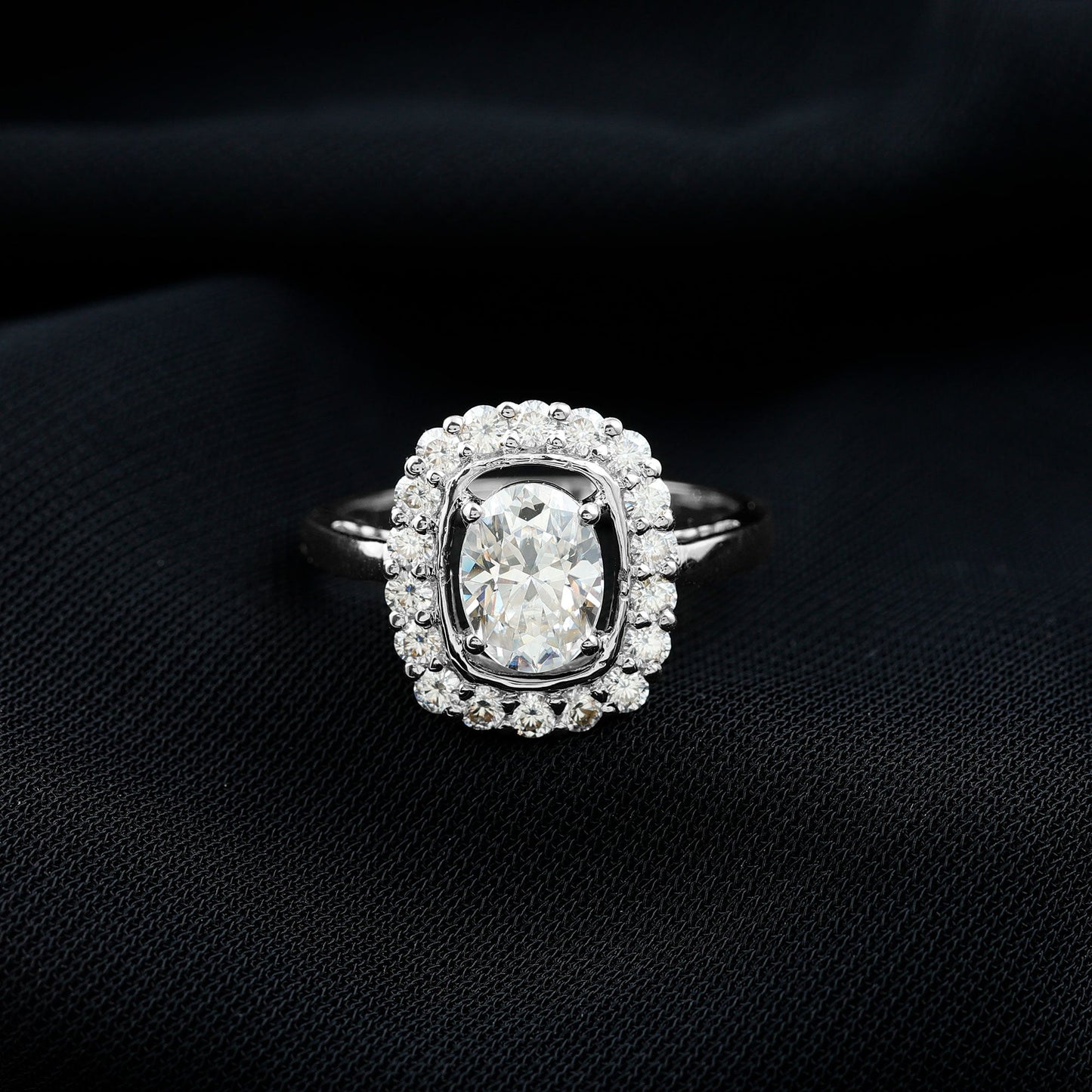 Certified 6X8 MM Oval Lab Grown Diamond Halo Engagement Ring