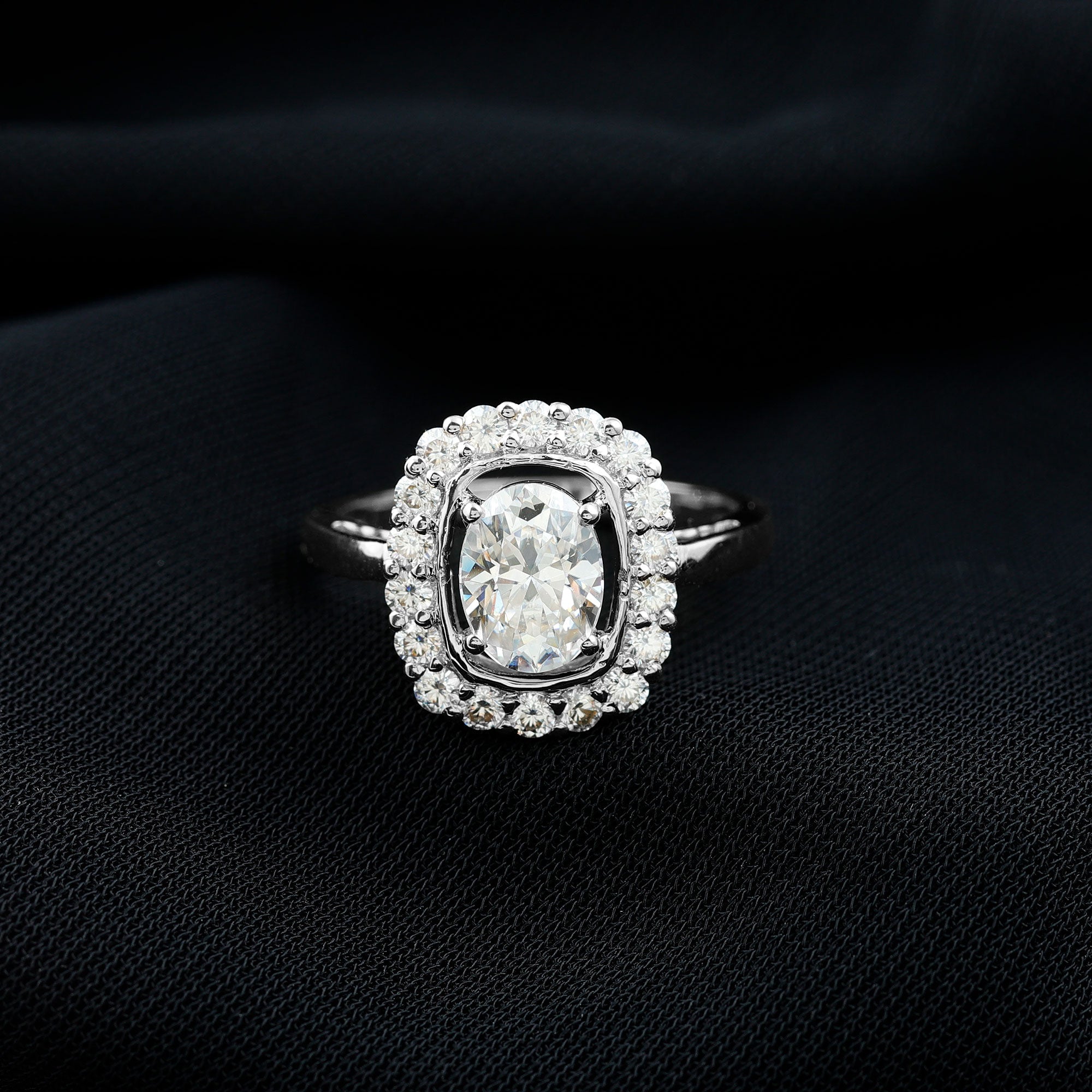 Certified 6X8 MM Oval Lab Grown Diamond Halo Engagement Ring