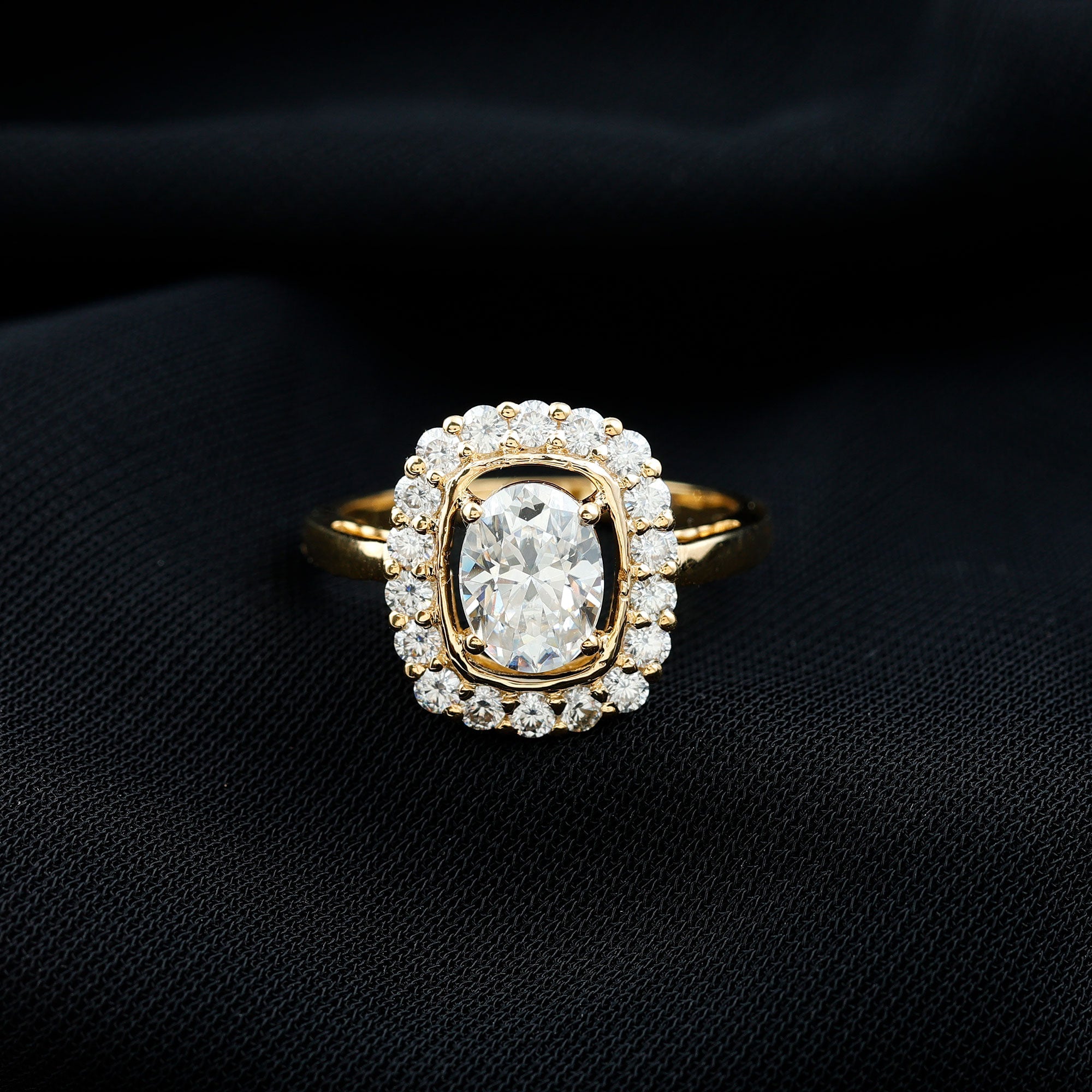 Certified 6X8 MM Oval Lab Grown Diamond Halo Engagement Ring