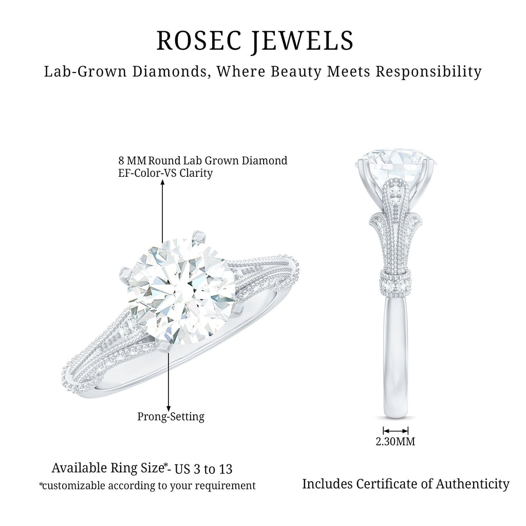 2 Carat Lab Grown Diamond Art Deco Solitaire Engagement Ring