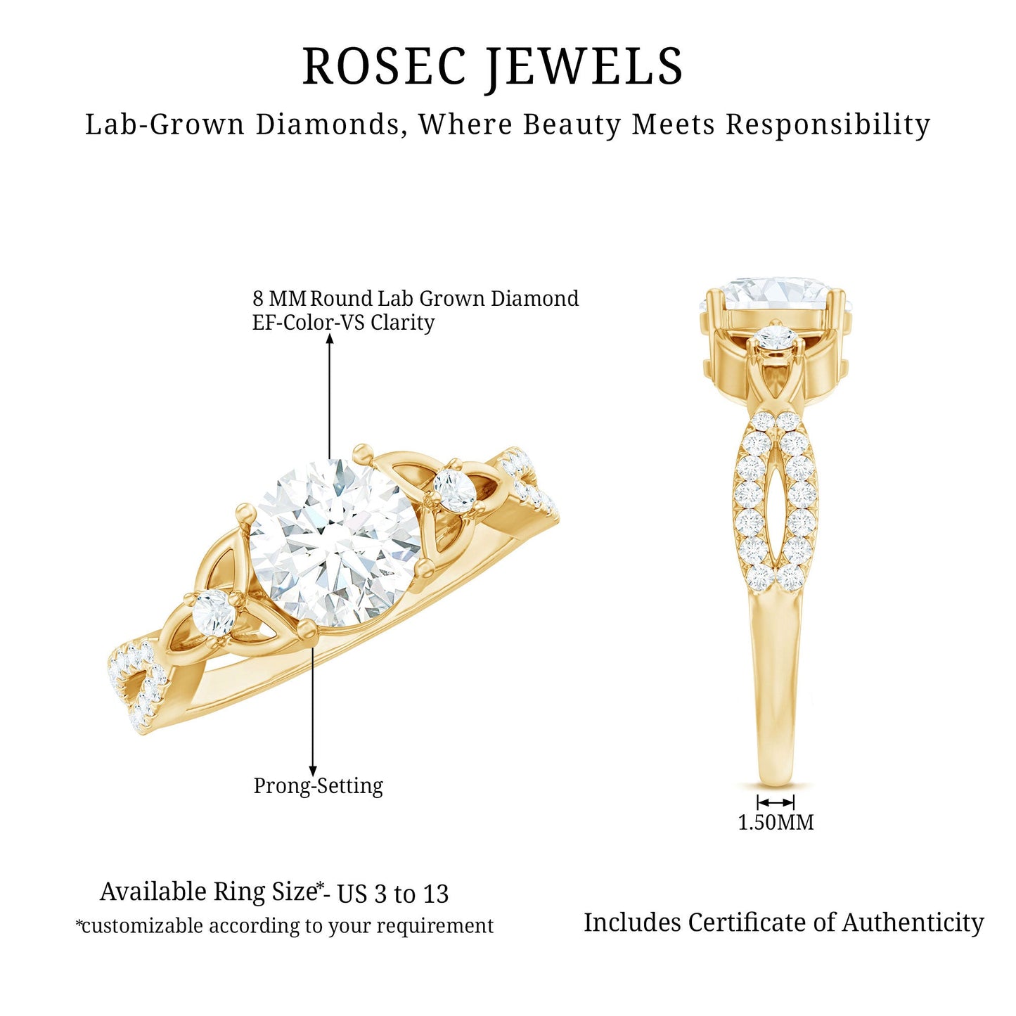 2 Carat Lab Grown Diamond Twisted Vine Engagement Ring