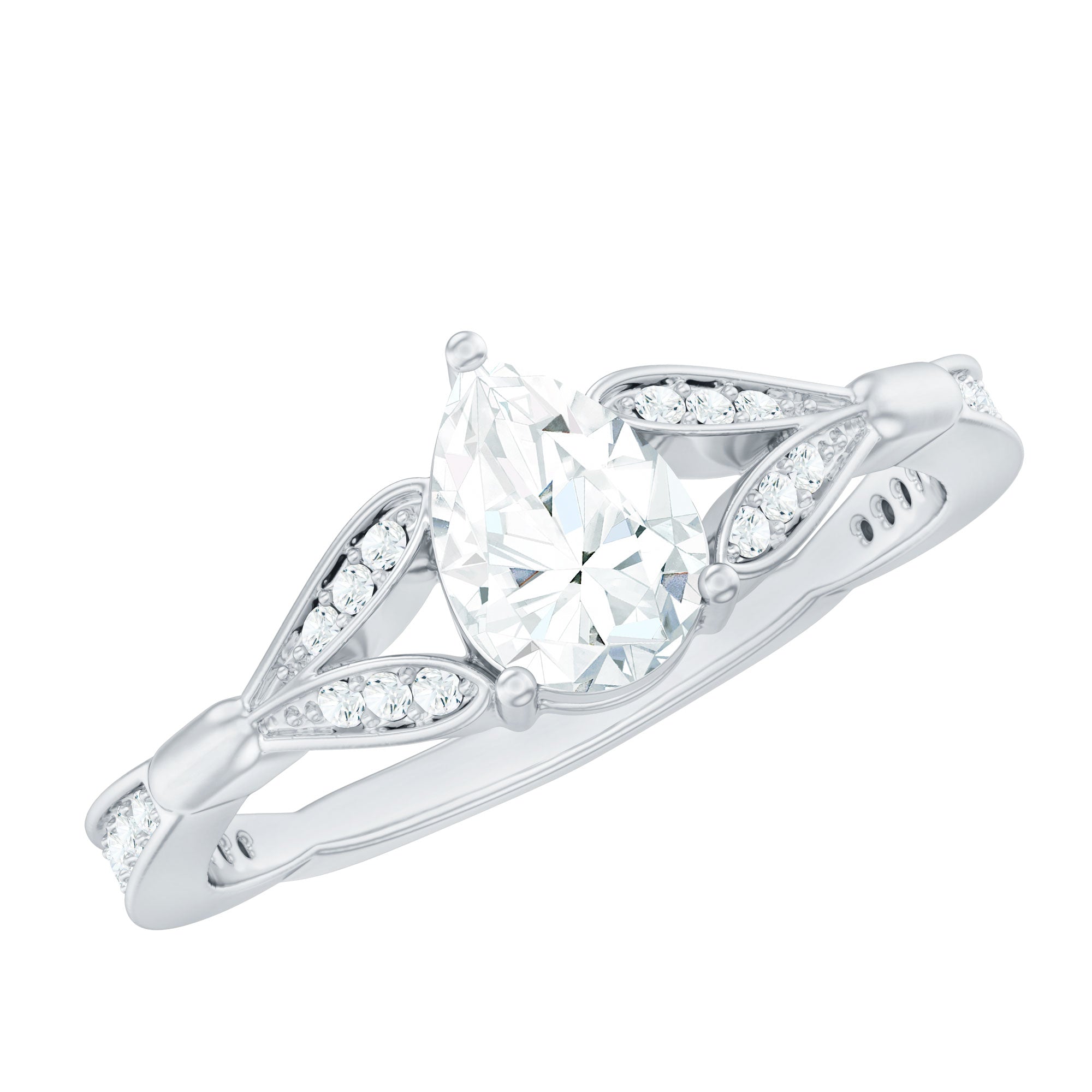 Lab Grown Diamond Teardrop Split Shank Engagement Ring