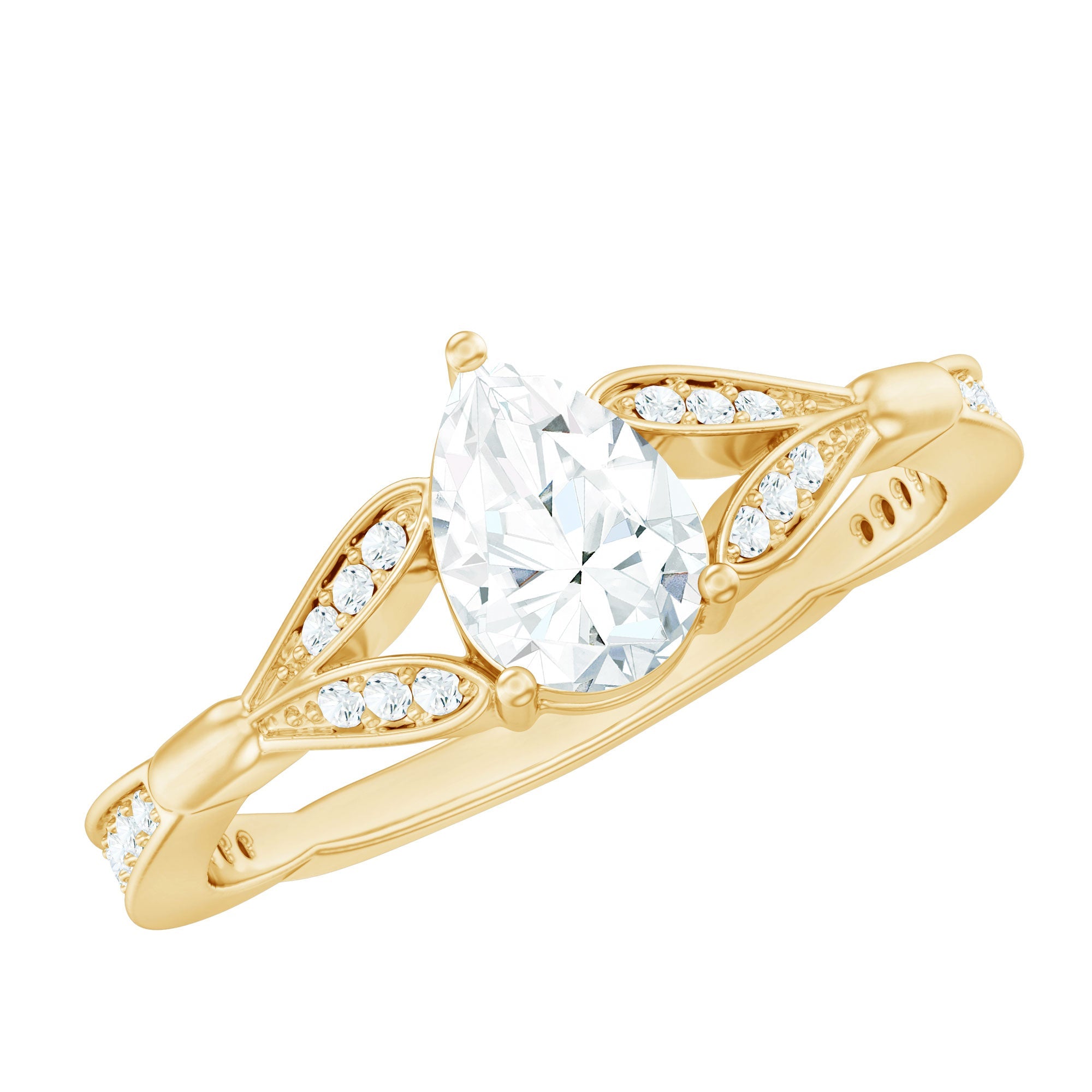 Lab Grown Diamond Teardrop Split Shank Engagement Ring