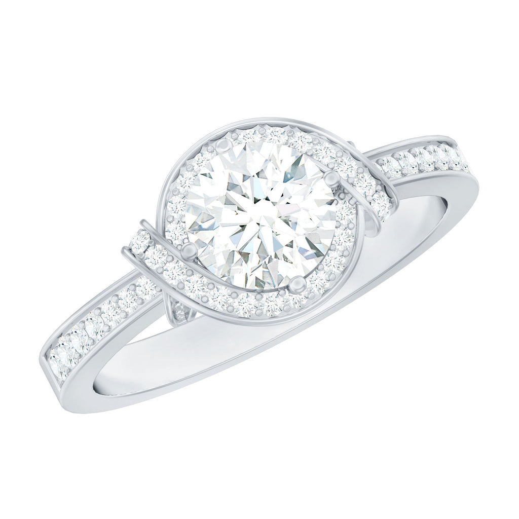 1 Carat Lab Grown Diamond Designer Halo Engagement Ring