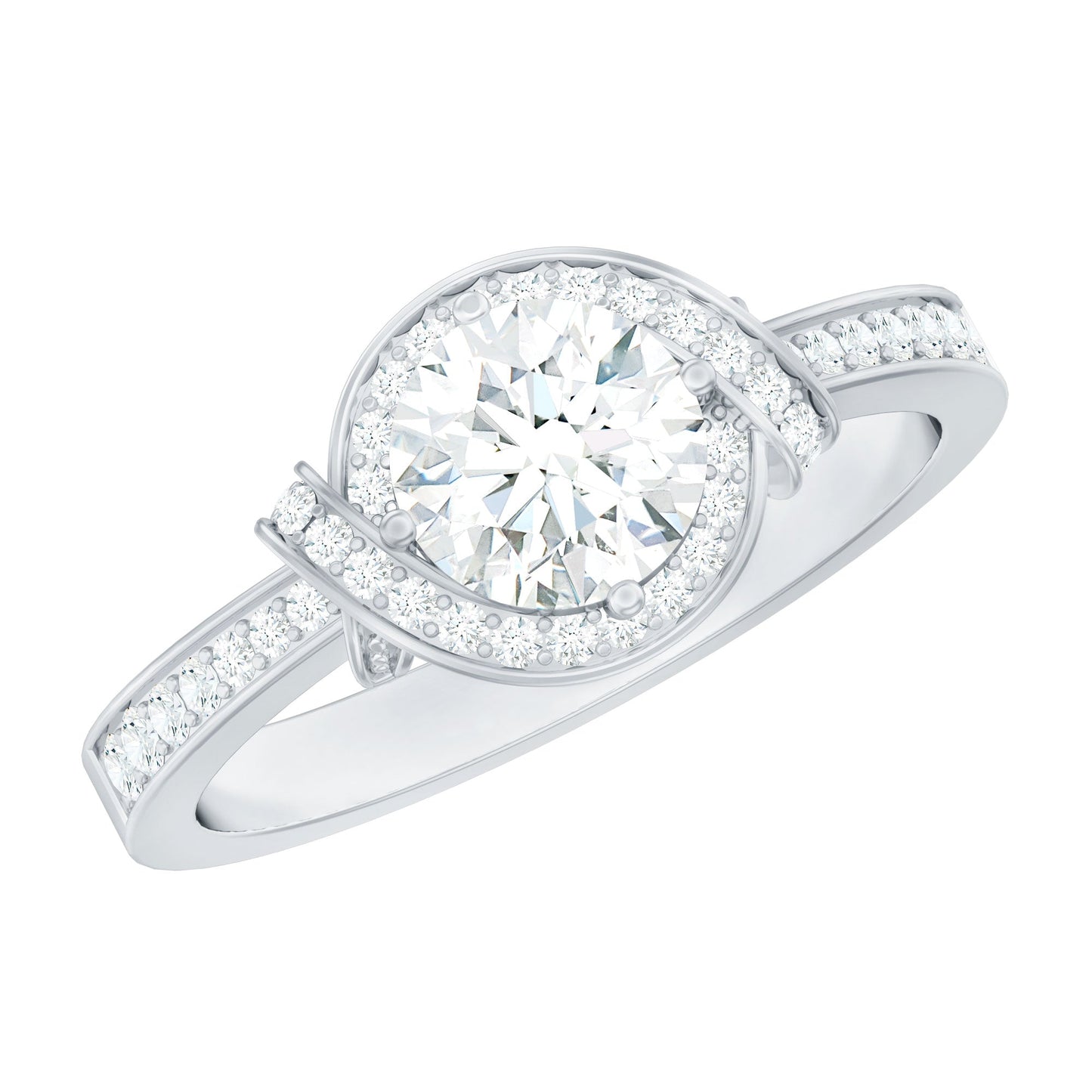 1 Carat Lab Grown Diamond Designer Halo Engagement Ring