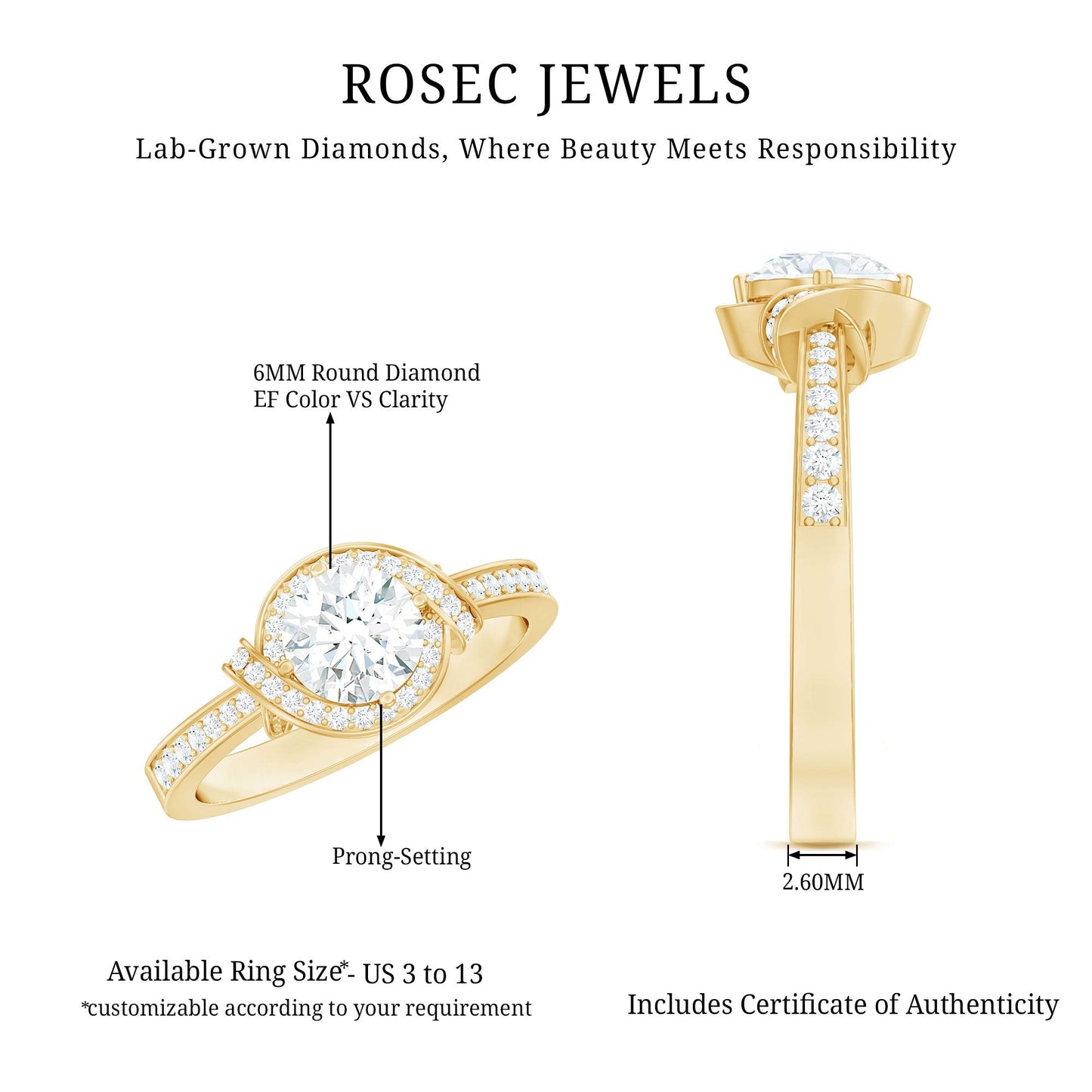 1 Carat Lab Grown Diamond Designer Halo Engagement Ring