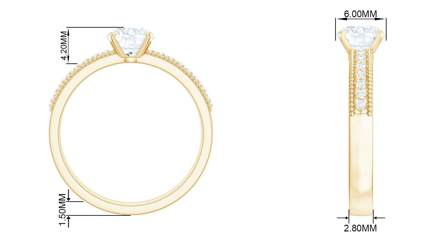 Certified 6 MM Lab Grown Diamond Engagement Ring with Side Stones