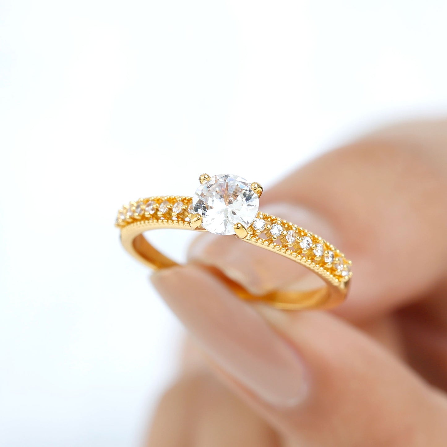 Certified 6 MM Lab Grown Diamond Engagement Ring with Side Stones