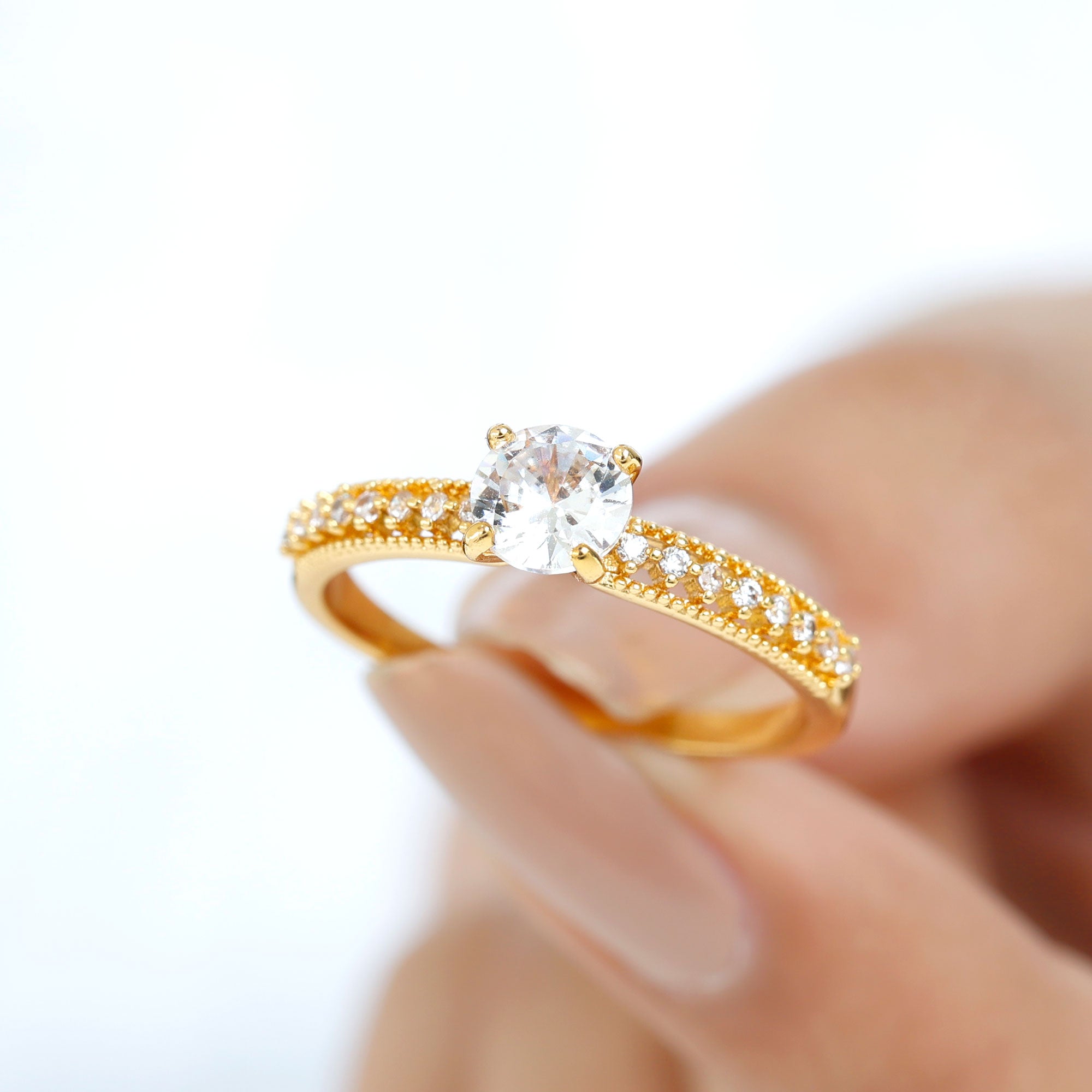 Certified 6 MM Lab Grown Diamond Engagement Ring with Side Stones