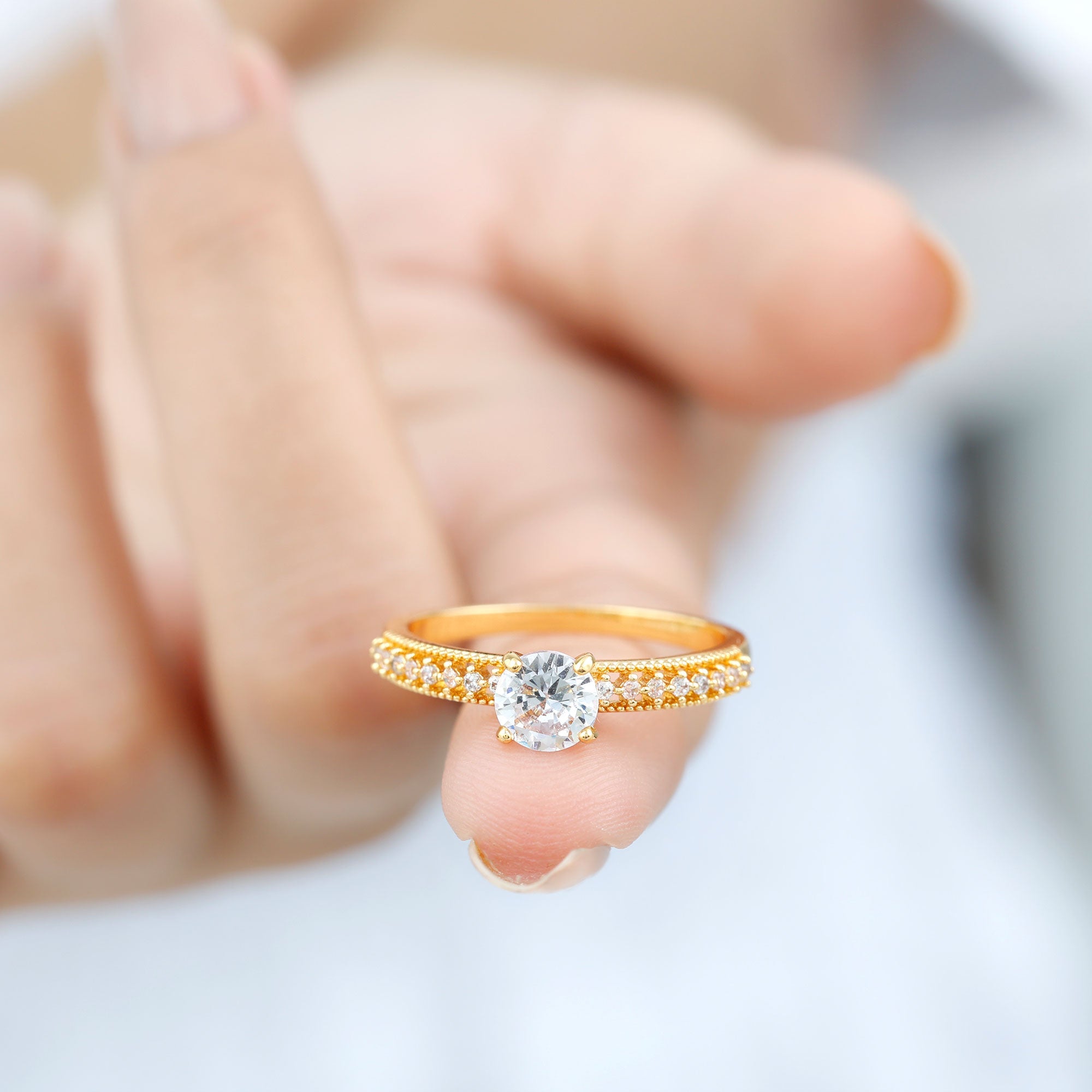 Certified 6 MM Lab Grown Diamond Engagement Ring with Side Stones