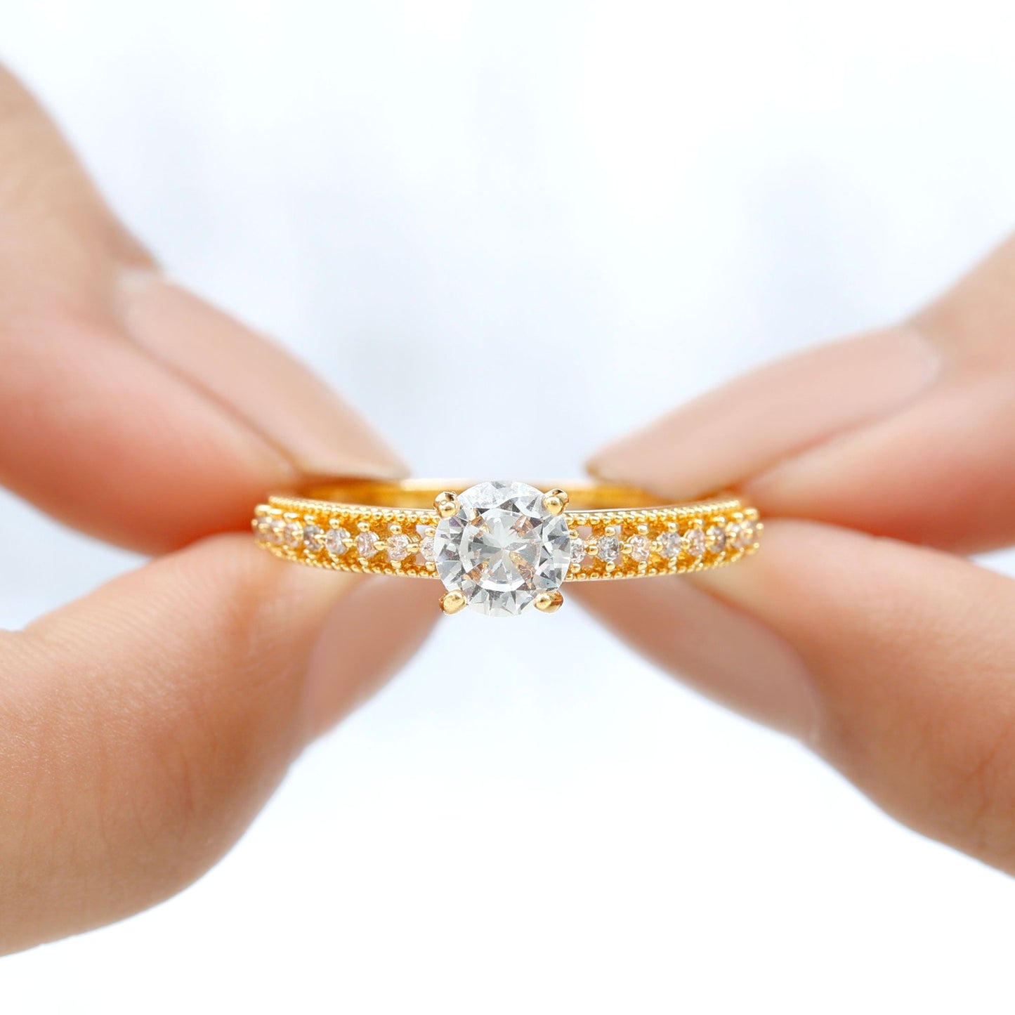 Certified 6 MM Lab Grown Diamond Engagement Ring with Side Stones