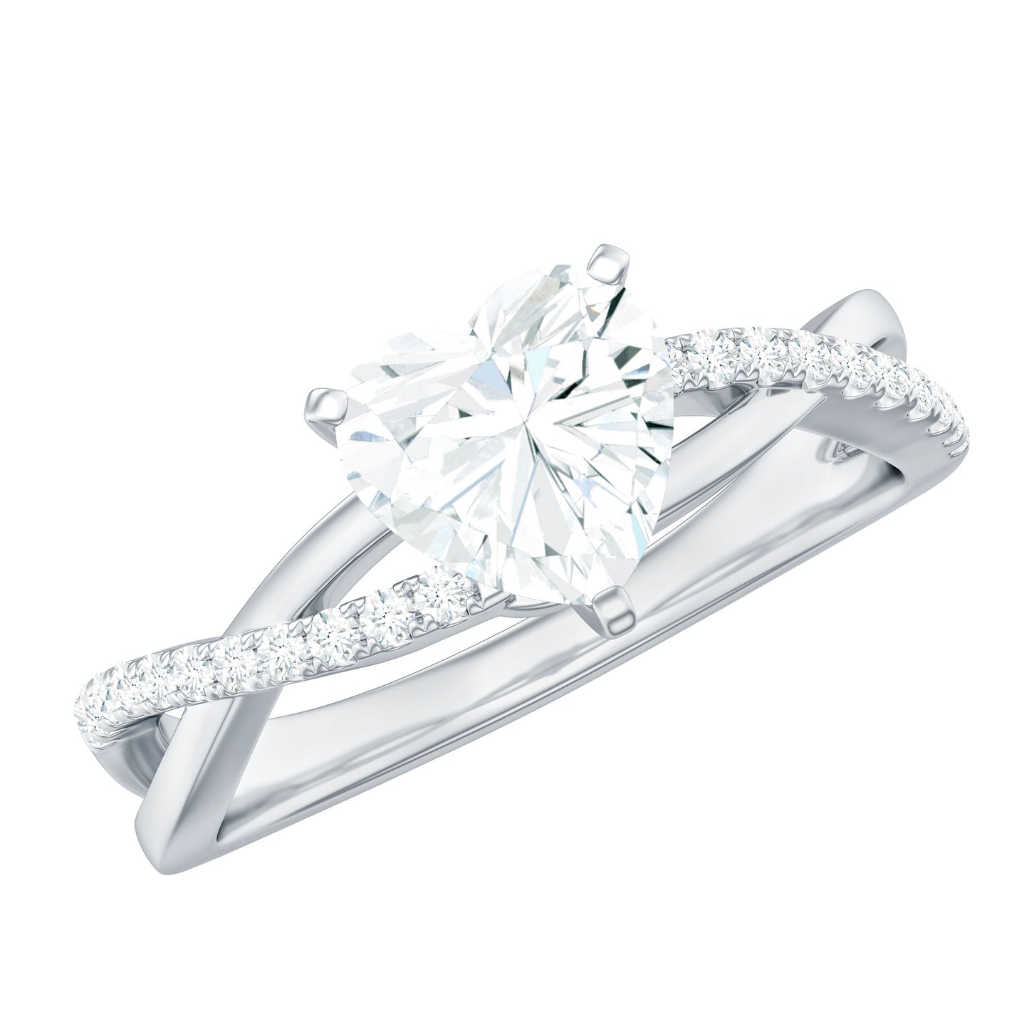 Criss Cross Lab Grown Diamond Heart Engagement Ring