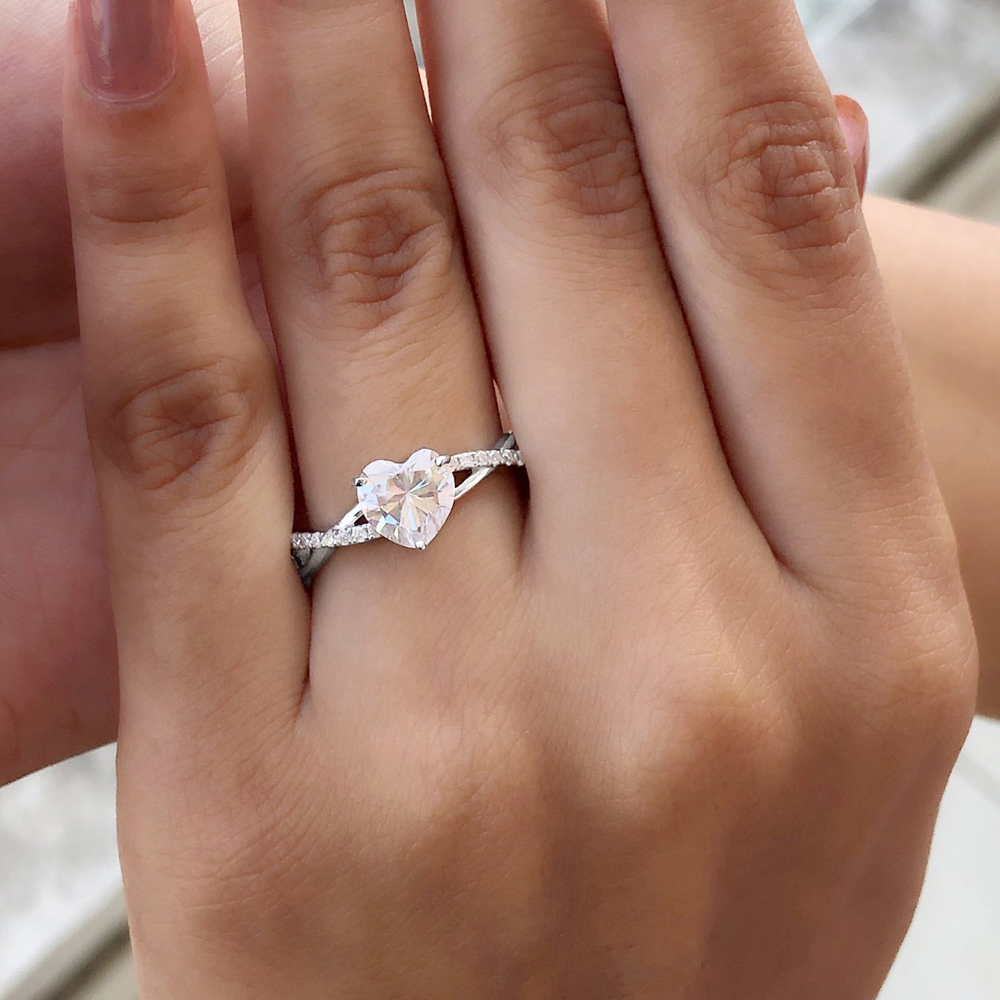 Criss Cross Lab Grown Diamond Heart Engagement Ring