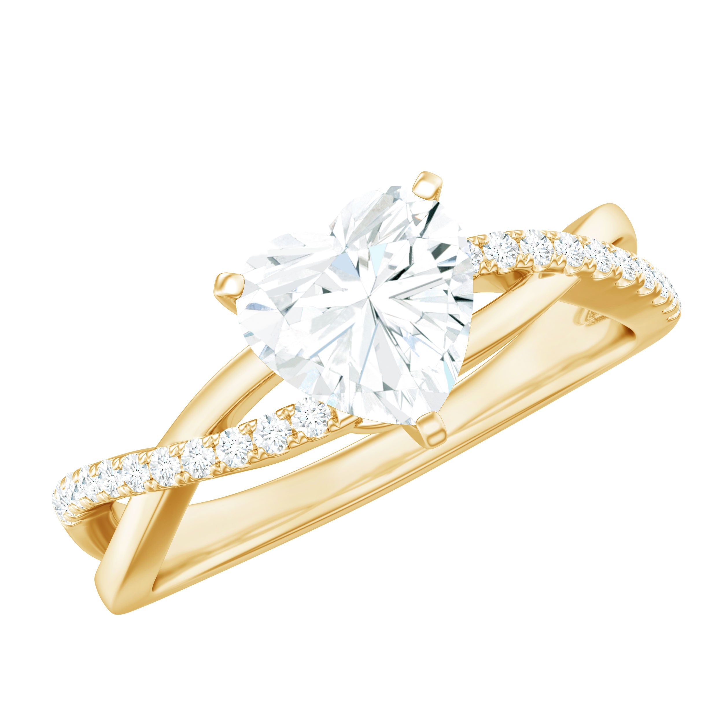 Criss Cross Lab Grown Diamond Heart Engagement Ring