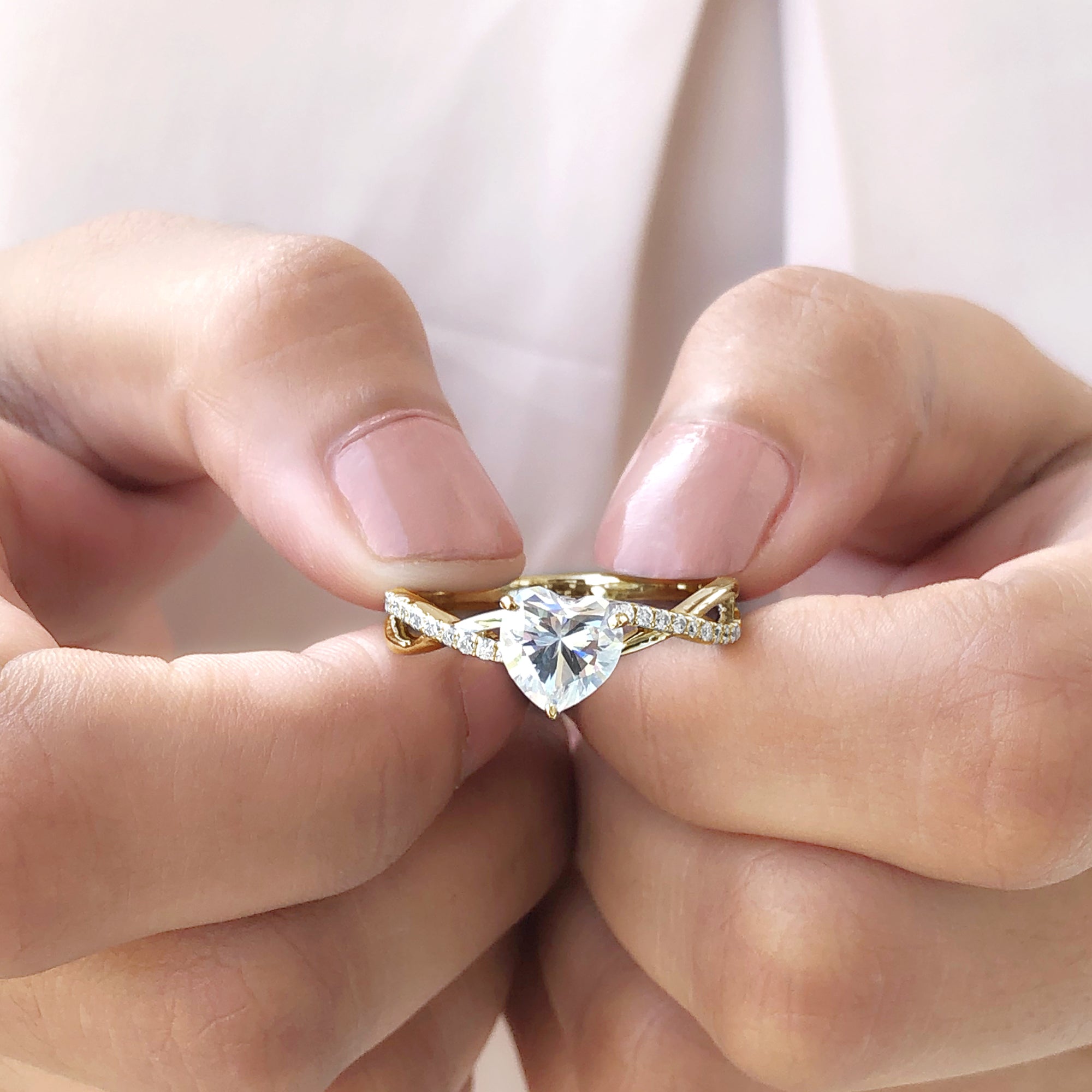 Criss Cross Lab Grown Diamond Heart Engagement Ring