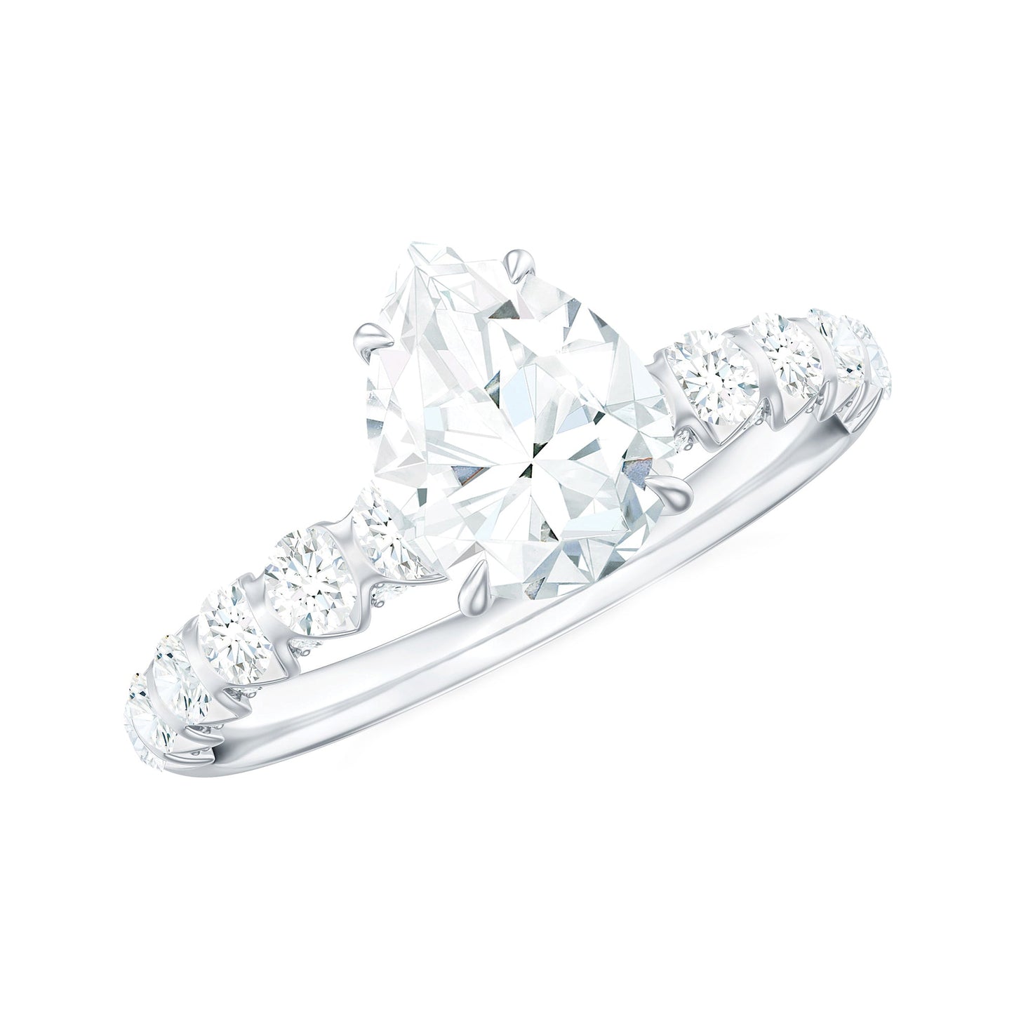 1 CT Pear Cut Lab Grown Diamond Engagement Ring for Women