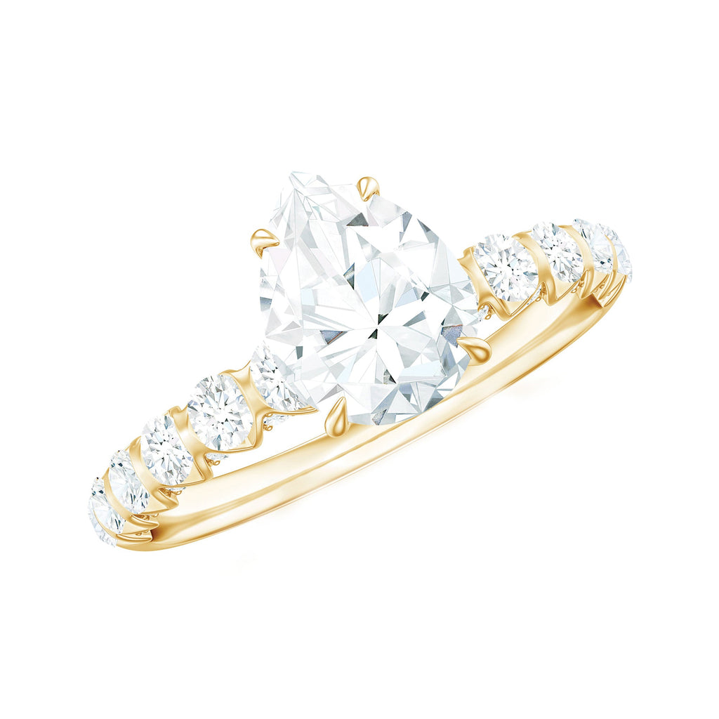 1 CT Pear Cut Lab Grown Diamond Engagement Ring for Women
