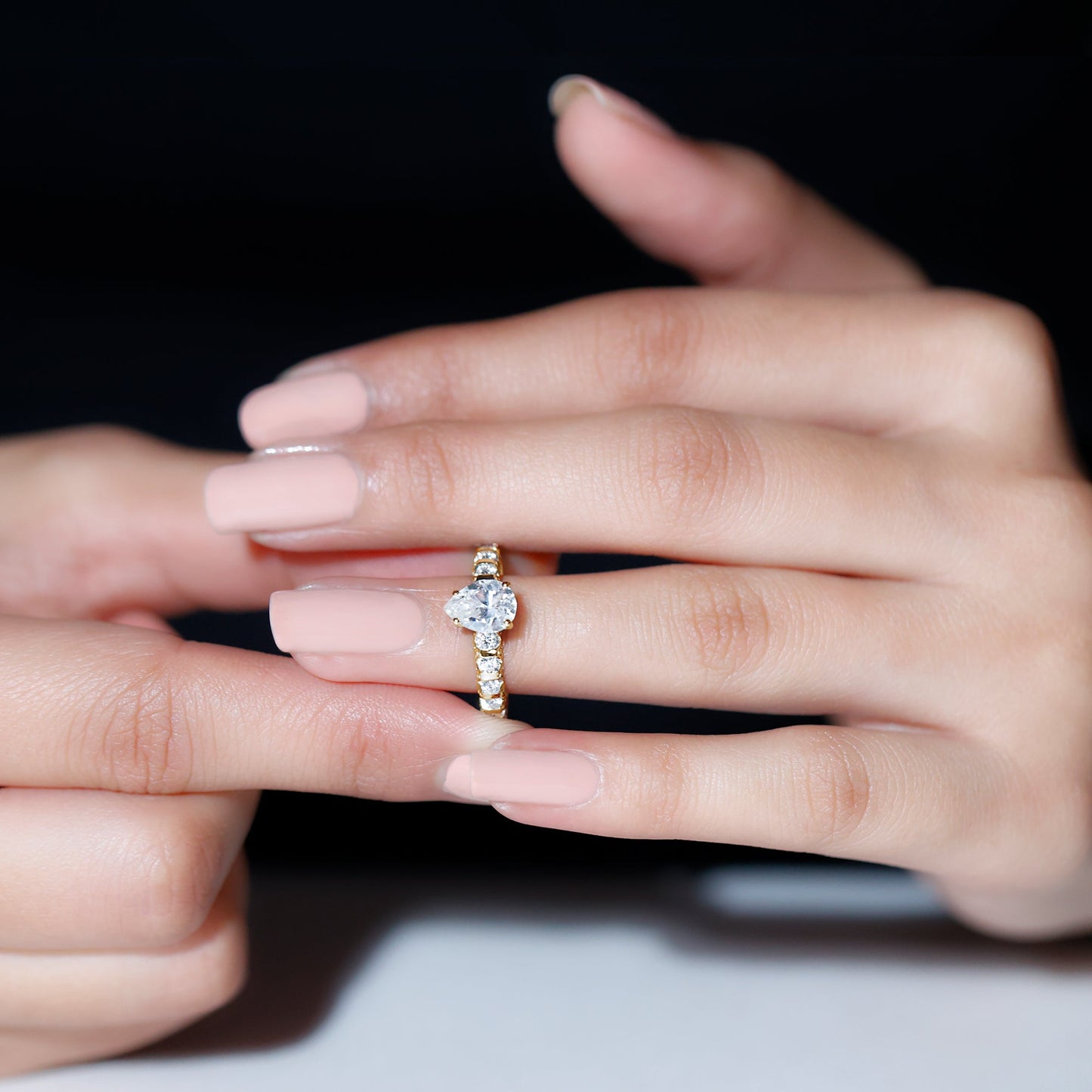 1 CT Pear Cut Lab Grown Diamond Engagement Ring for Women