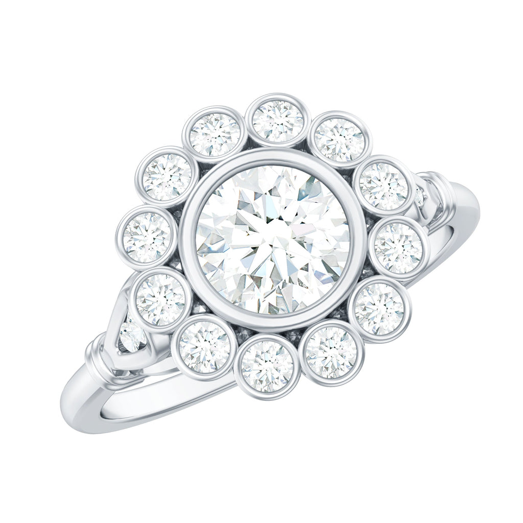 Lab Created Diamond Flower Engagement Ring for Women