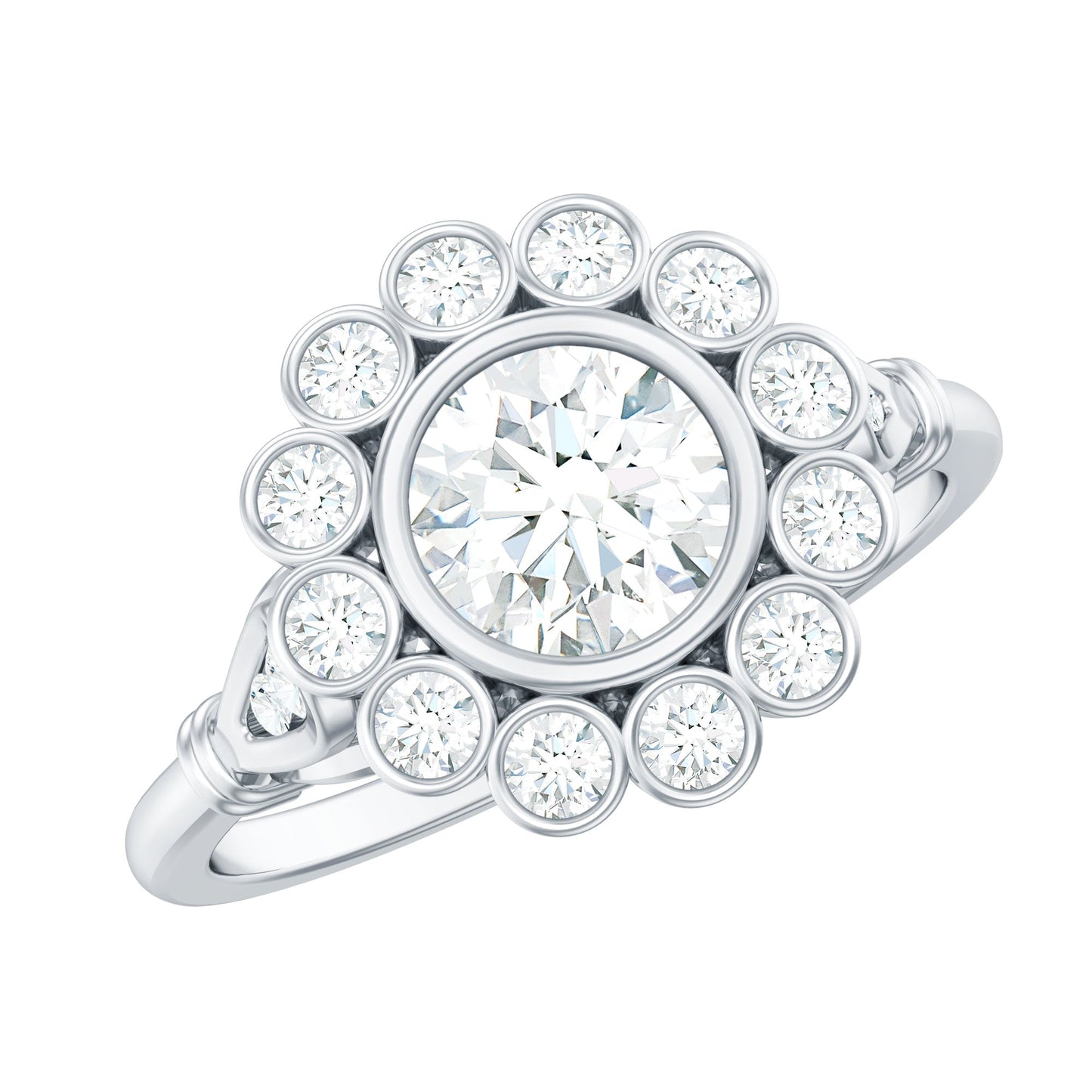 Lab Created Diamond Flower Engagement Ring for Women