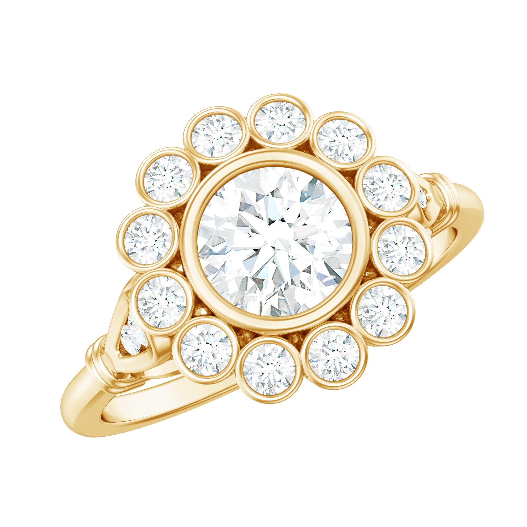 Lab Created Diamond Flower Engagement Ring for Women