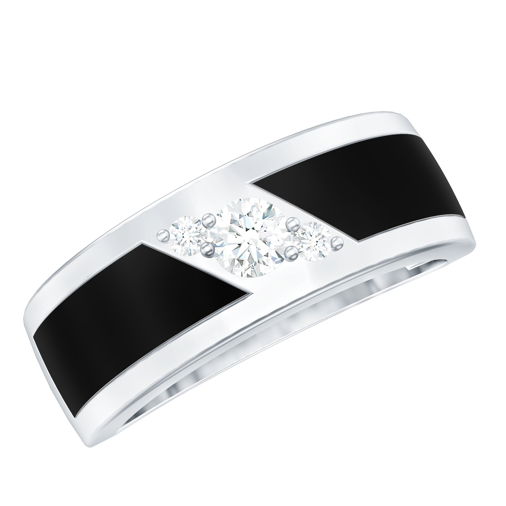 Certified Lab Grown Diamond Mens Wedding Band With Enamel