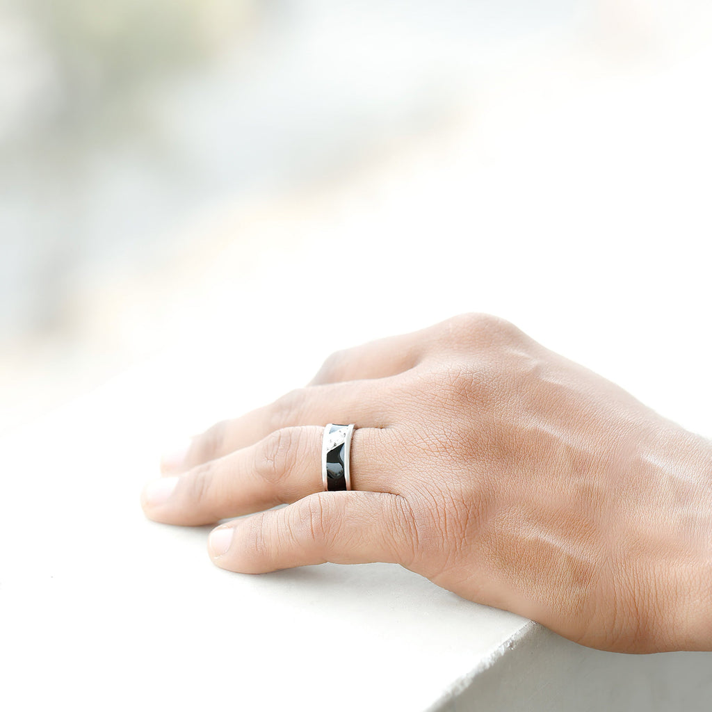 Certified Lab Grown Diamond Mens Wedding Band With Enamel