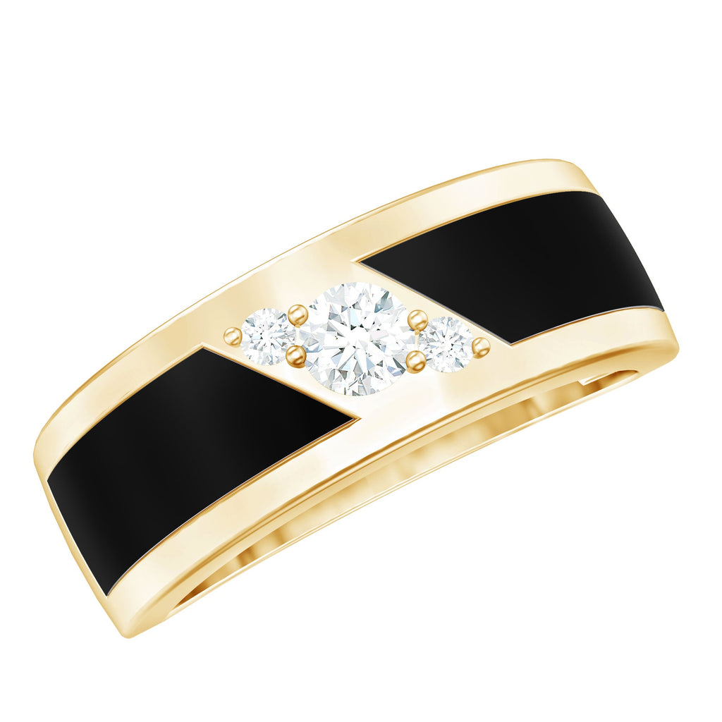 Certified Lab Grown Diamond Mens Wedding Band With Enamel