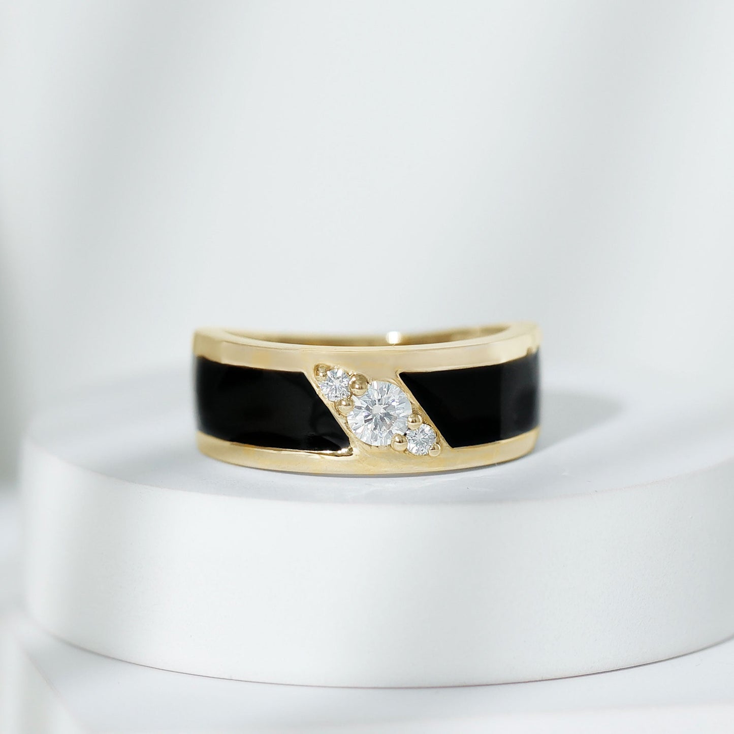 Certified Lab Grown Diamond Mens Wedding Band With Enamel