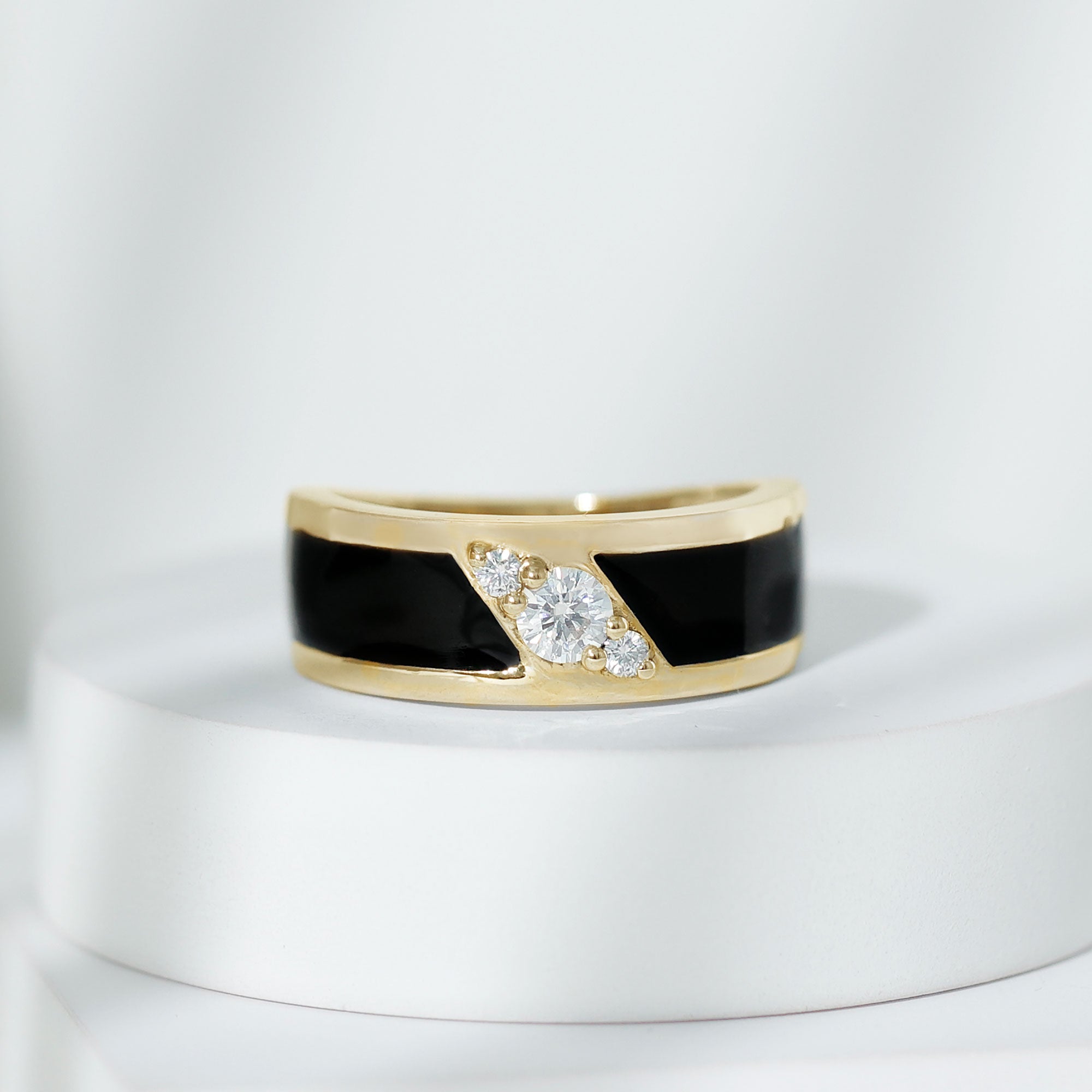 Certified Lab Grown Diamond Mens Wedding Band With Enamel