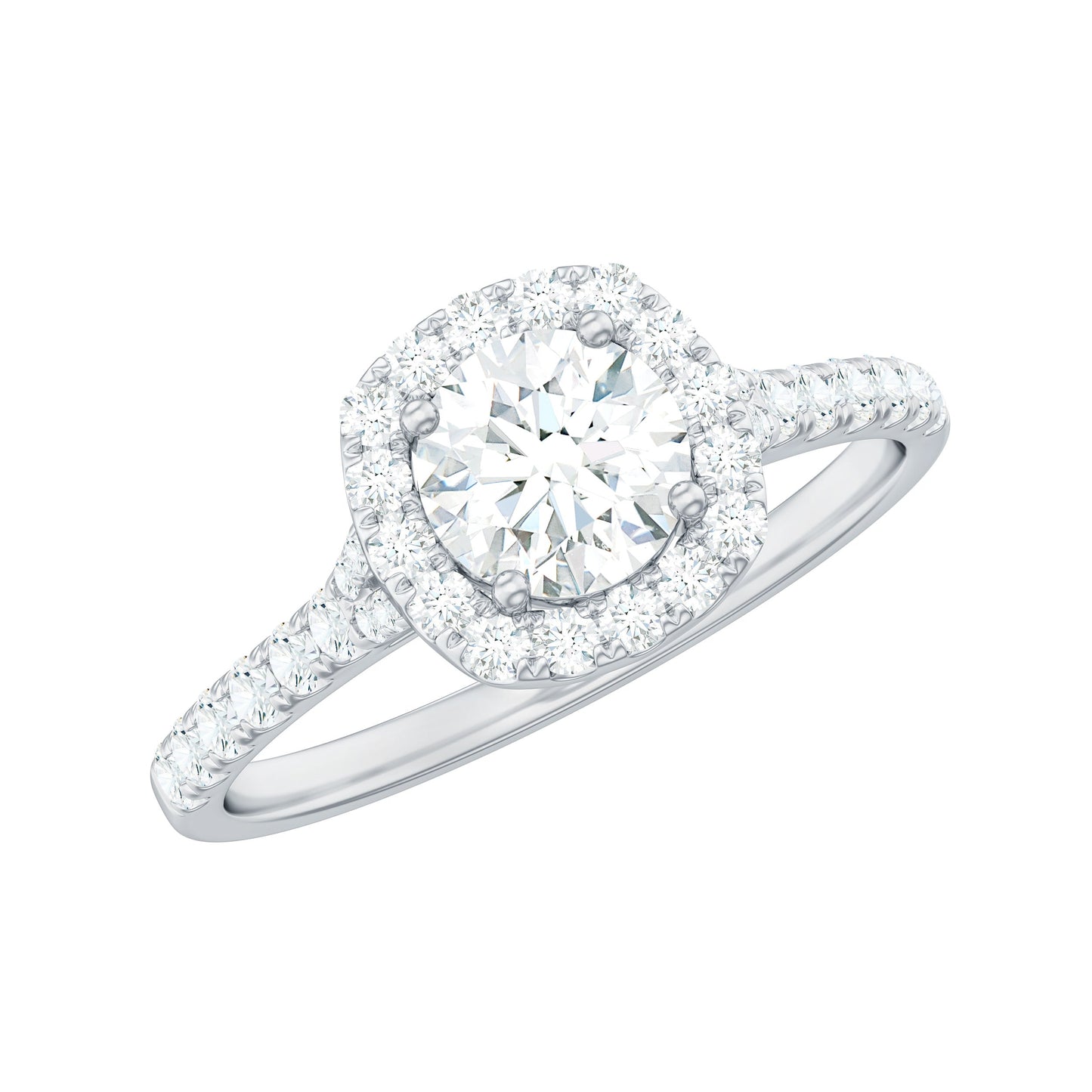 Lab Created Diamond Halo Engagement Ring With Certificate
