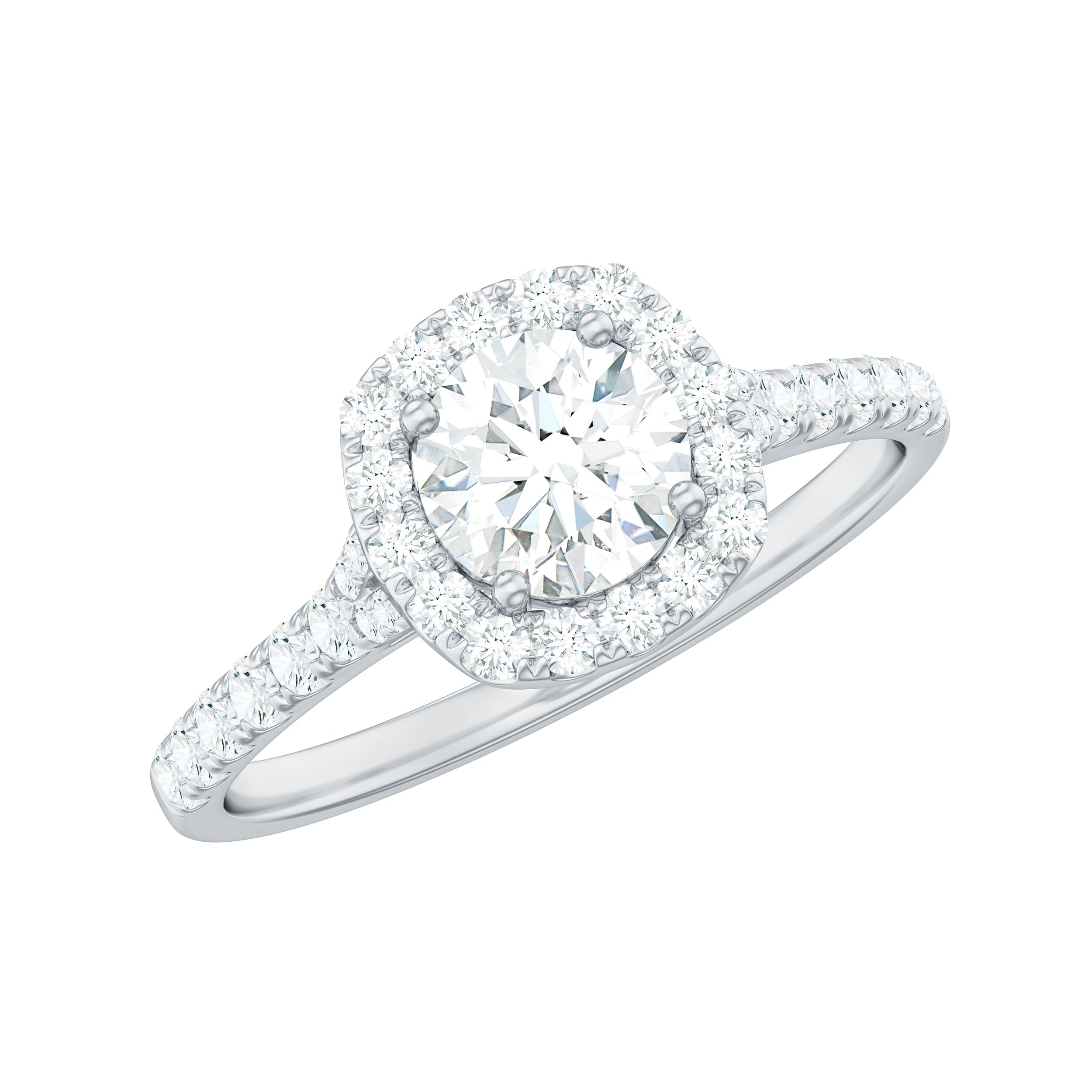 Lab Created Diamond Halo Engagement Ring With Certificate