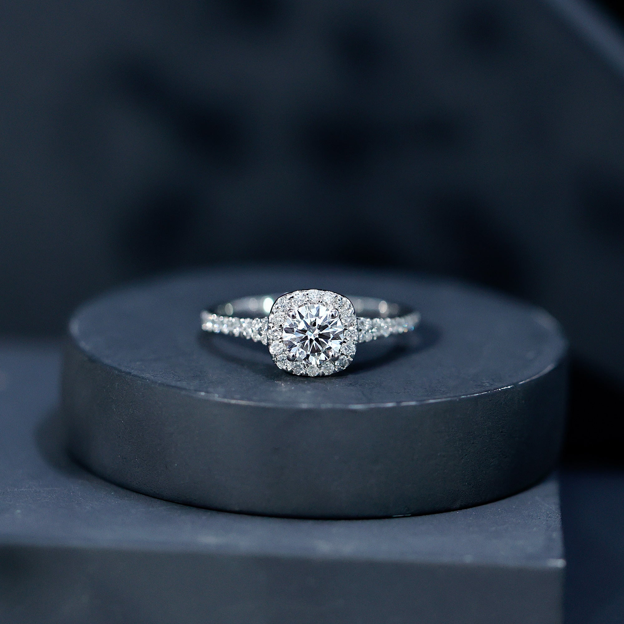 Lab Created Diamond Halo Engagement Ring With Certificate
