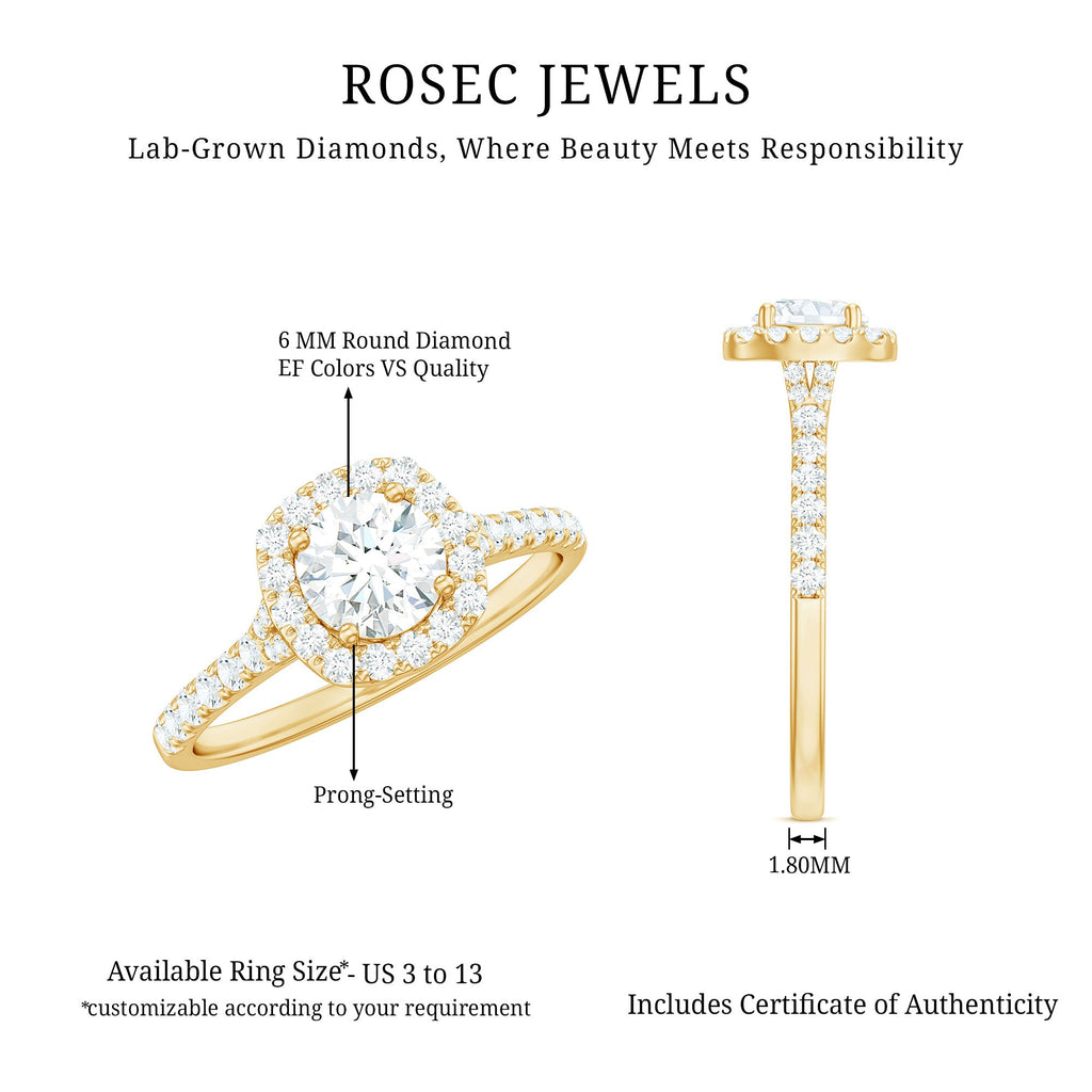 Lab Created Diamond Halo Engagement Ring With Certificate