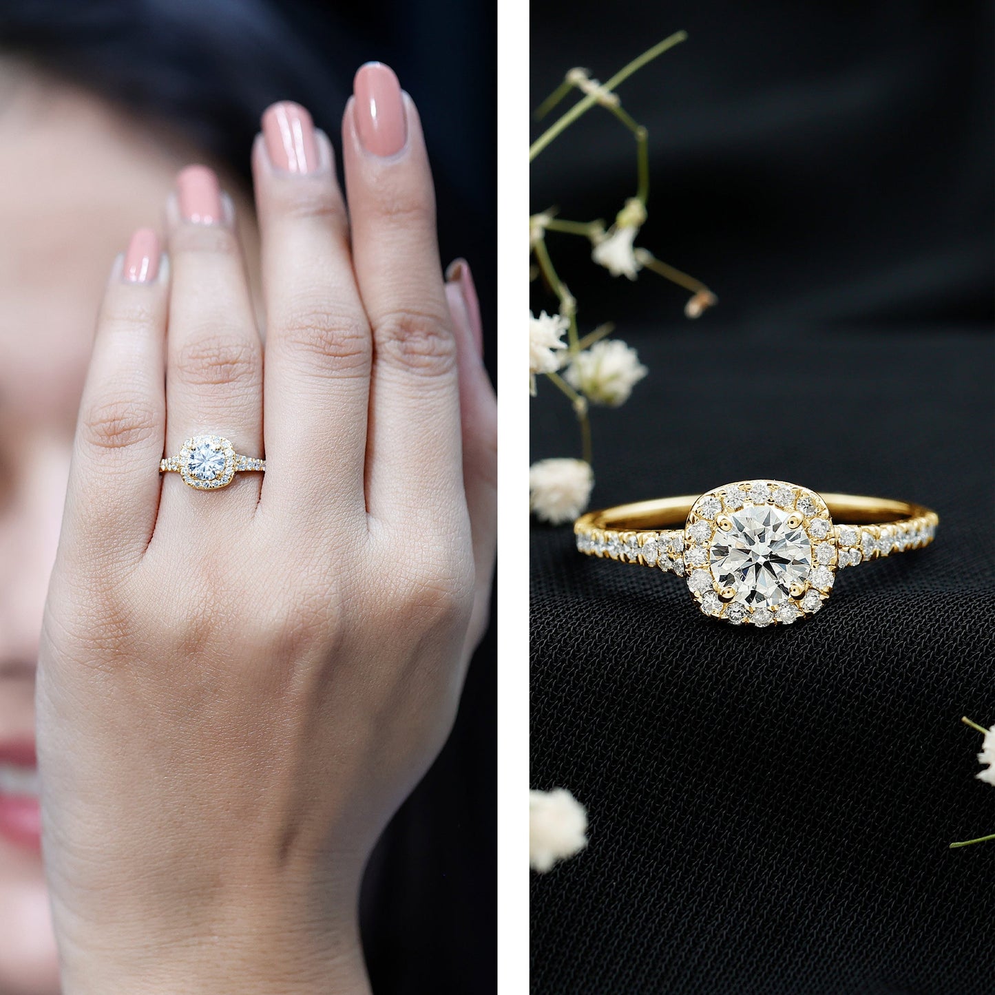 Lab Created Diamond Halo Engagement Ring With Certificate