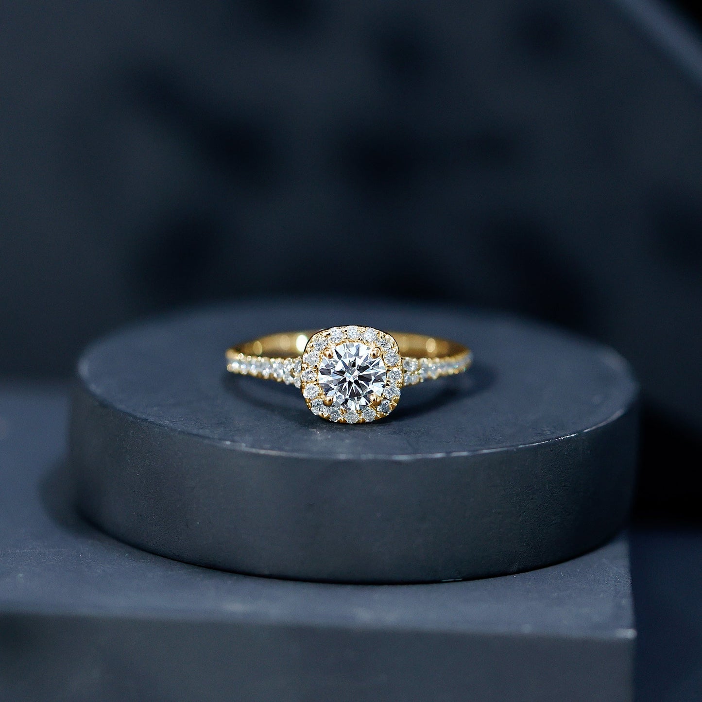 Lab Created Diamond Halo Engagement Ring With Certificate