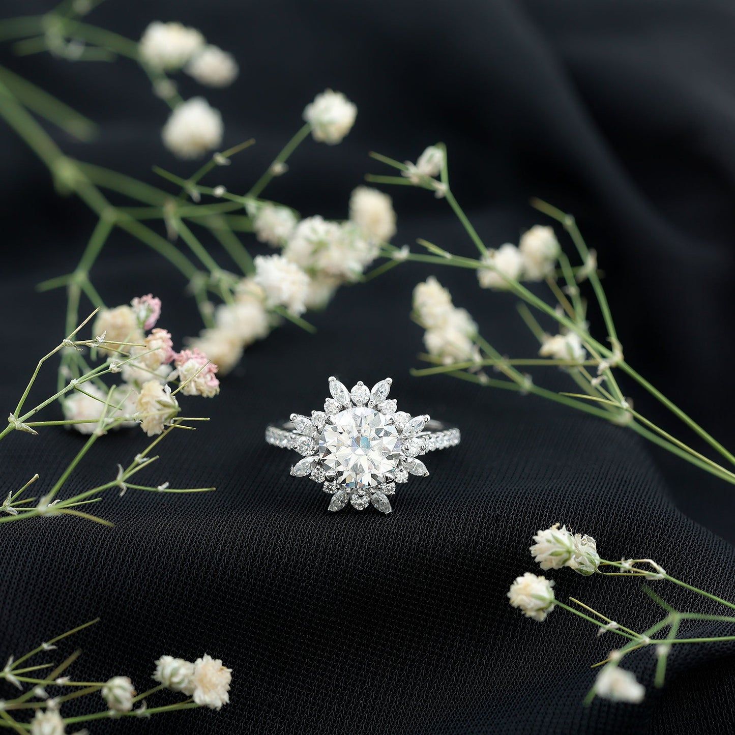 Certified Lab Created Diamond Halo Engagement Ring For Her