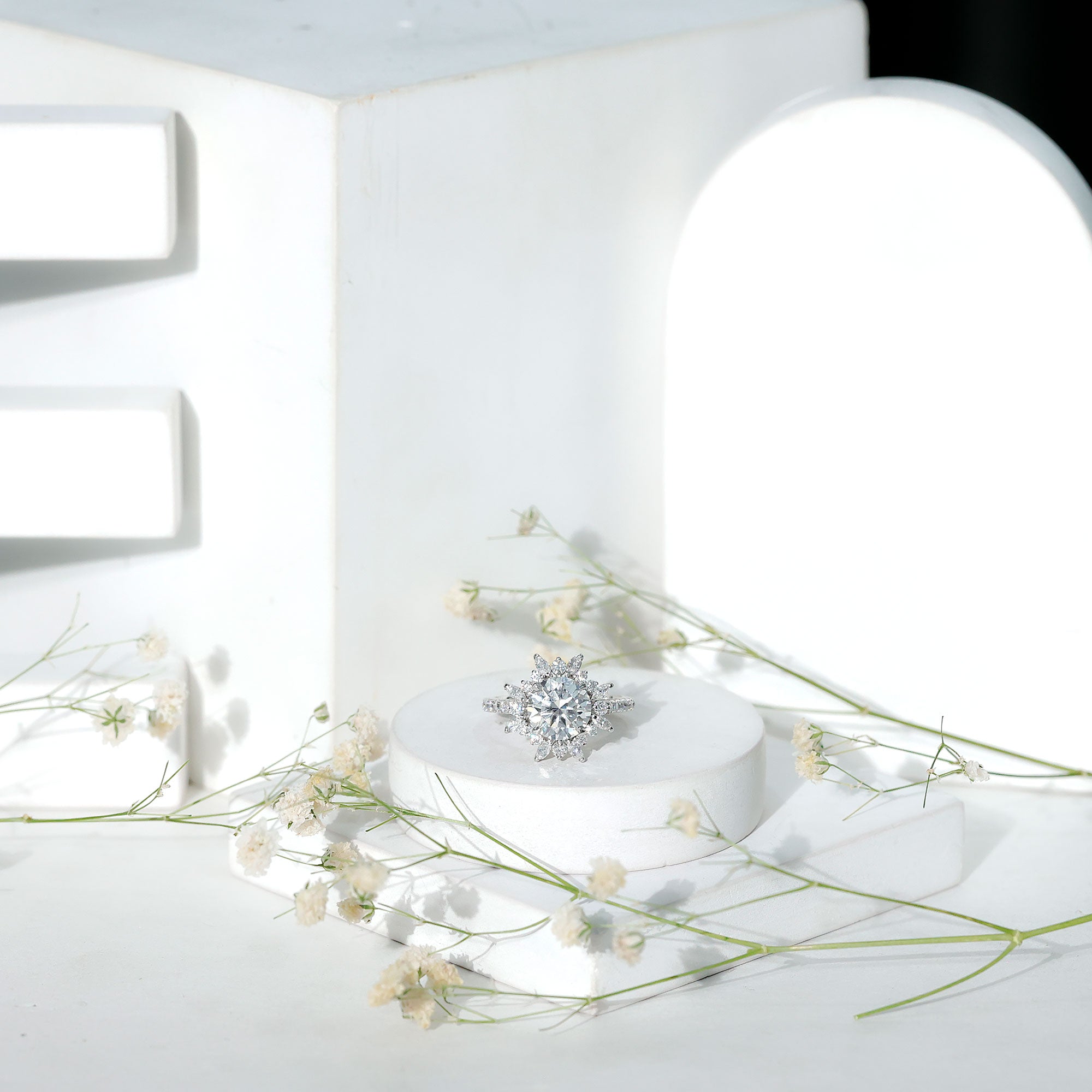 Certified Lab Created Diamond Halo Engagement Ring For Her