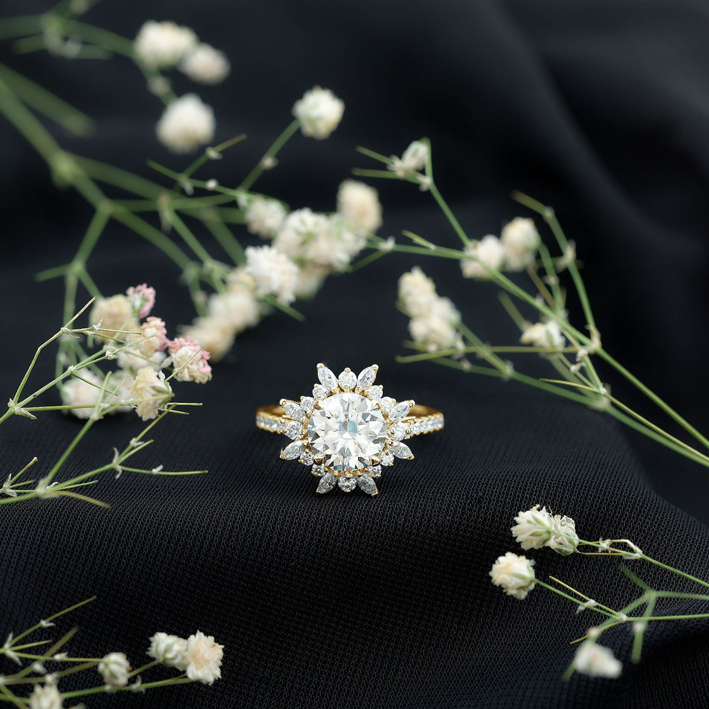 Certified Lab Created Diamond Halo Engagement Ring For Her