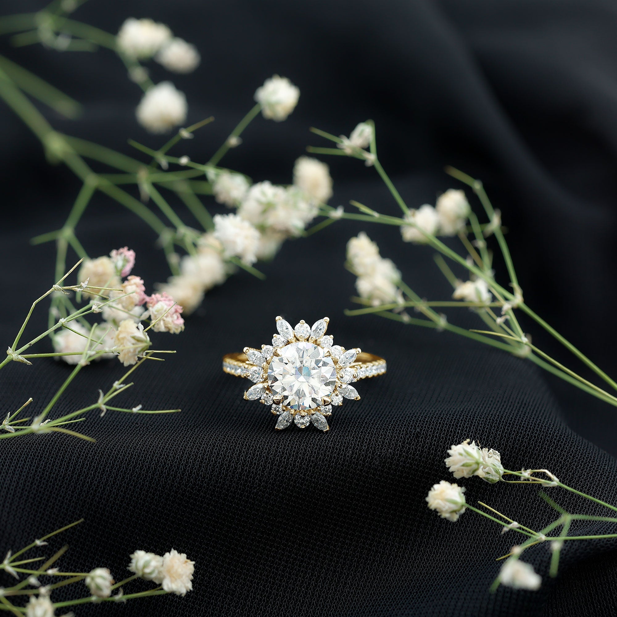 Certified Lab Created Diamond Halo Engagement Ring For Her