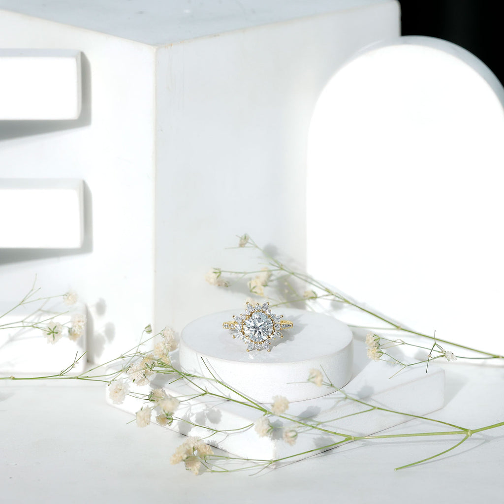 Certified Lab Created Diamond Halo Engagement Ring For Her