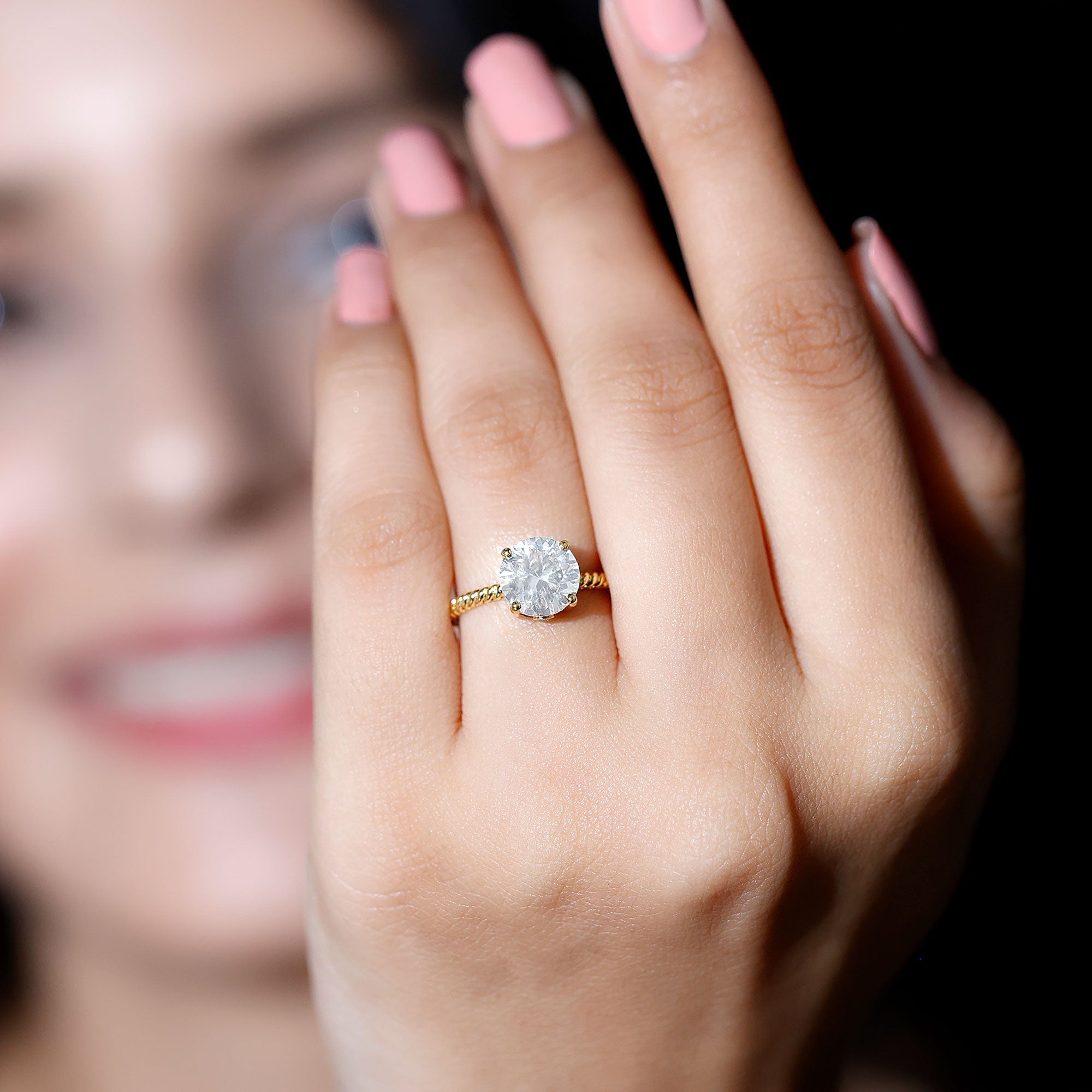 2 Carat Lab Grown Diamond Engagement Ring With Twisted Rope