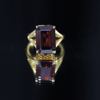 Lab Grown Garnet 10X14 MM Emerald Cut Engagement Ring with Split Shank