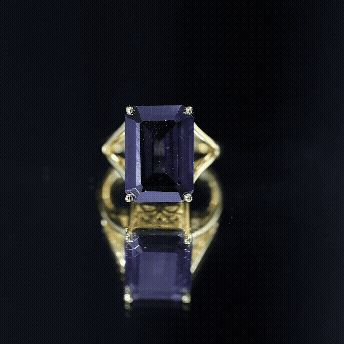 Certified 10X14 MM Emerald Cut Lab Grown Amethyst Engagement Ring