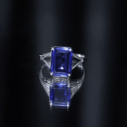 Emerald Cut 10X14MM Lab Created Blue Sapphire Engagement Ring for Women