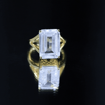Certified 10X14 MM Emerald Cut CZ Engagement Ring in Silver