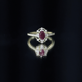 Vintage Engagement Ring with Rhodolite Garnet and Diamond