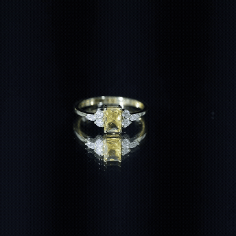 Emerald Cut Lab Created Yellow Sapphire Promise Engagement Ring